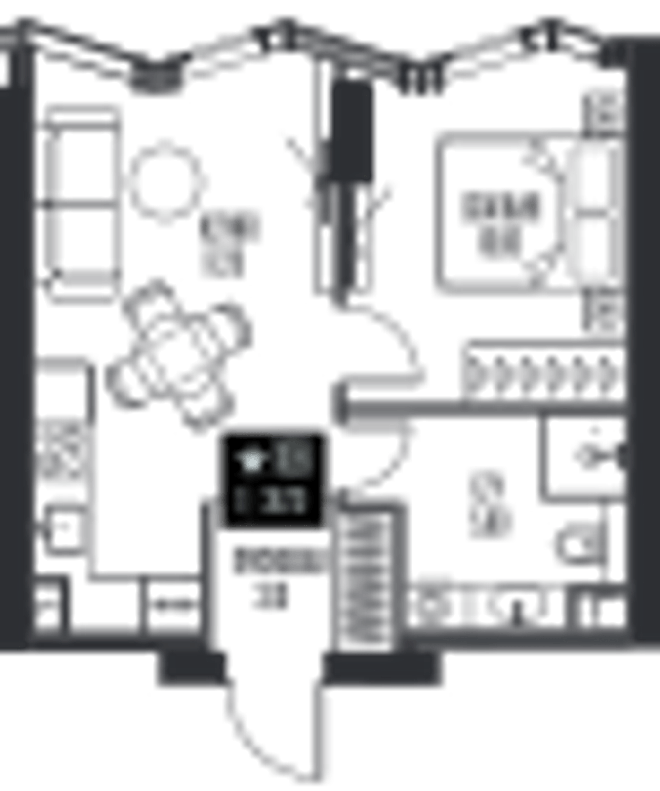 Планировка: 1-комнатная, 36,7 м²
