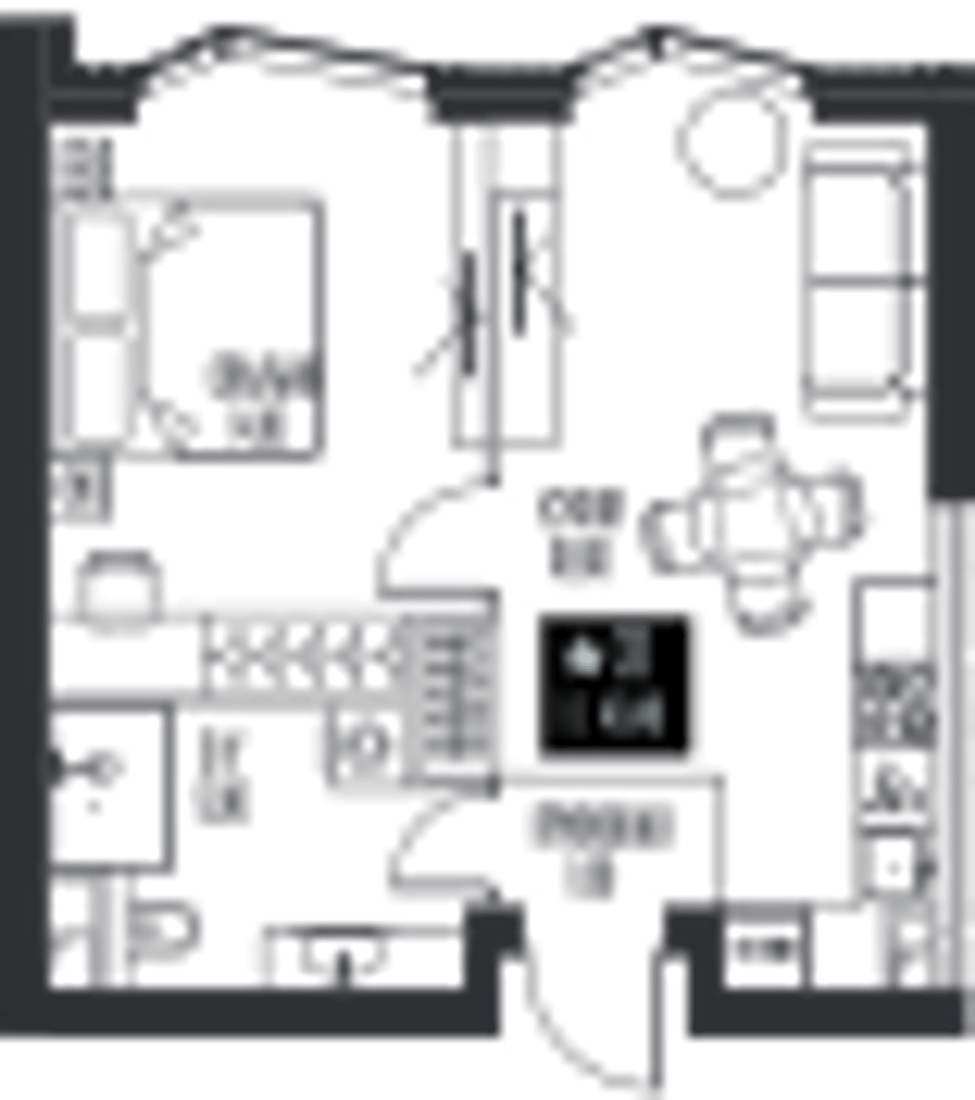 Планировка: 1-комнатная, 40,4 м²