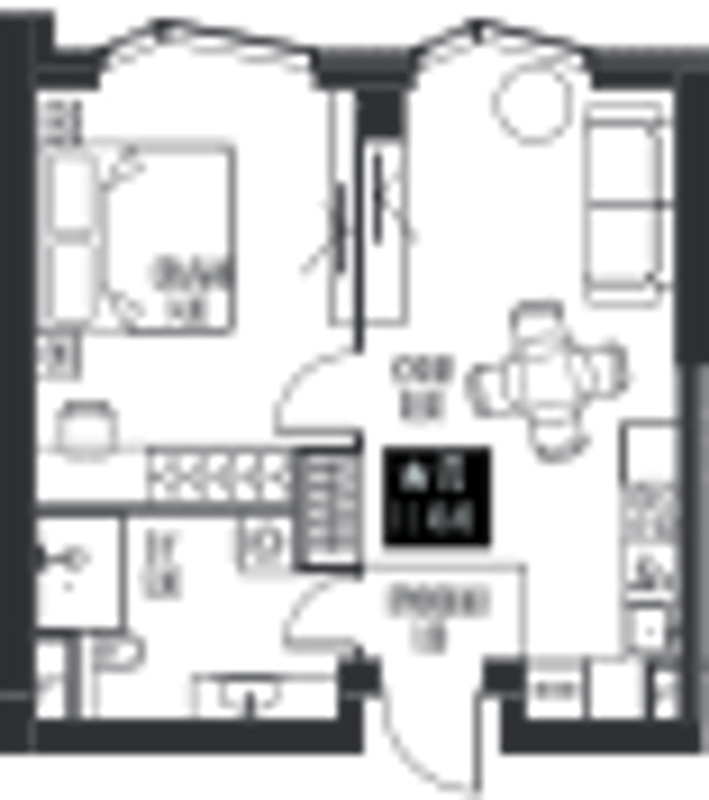 Планировка: 1-комнатная, 40,4 м²