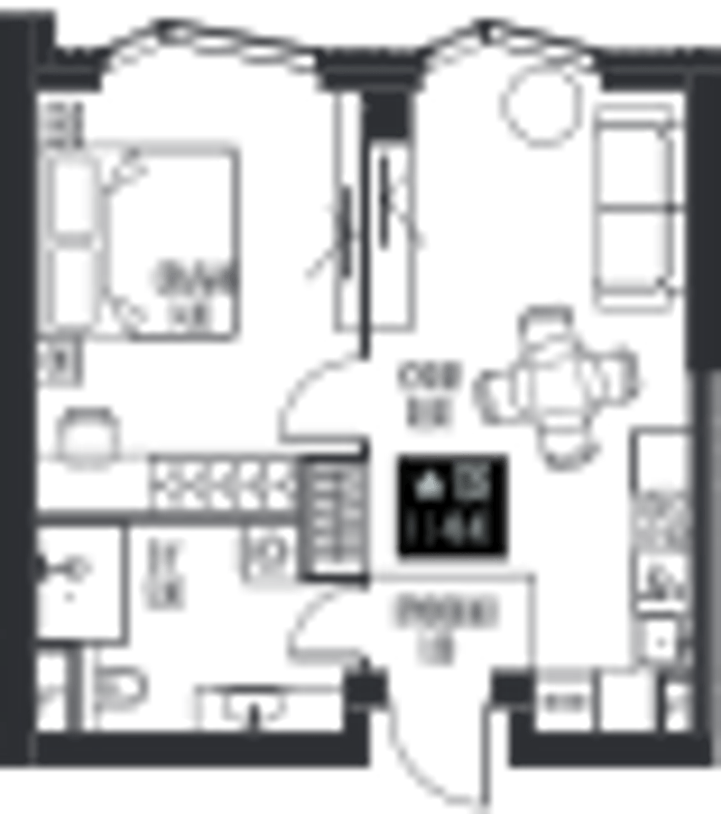 Планировка: 1-комнатная, 40,4 м²
