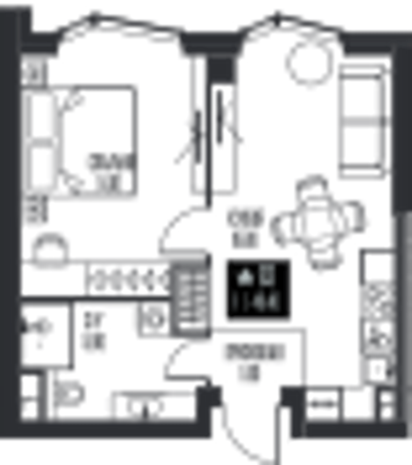 Планировка: 1-комнатная, 40,4 м²