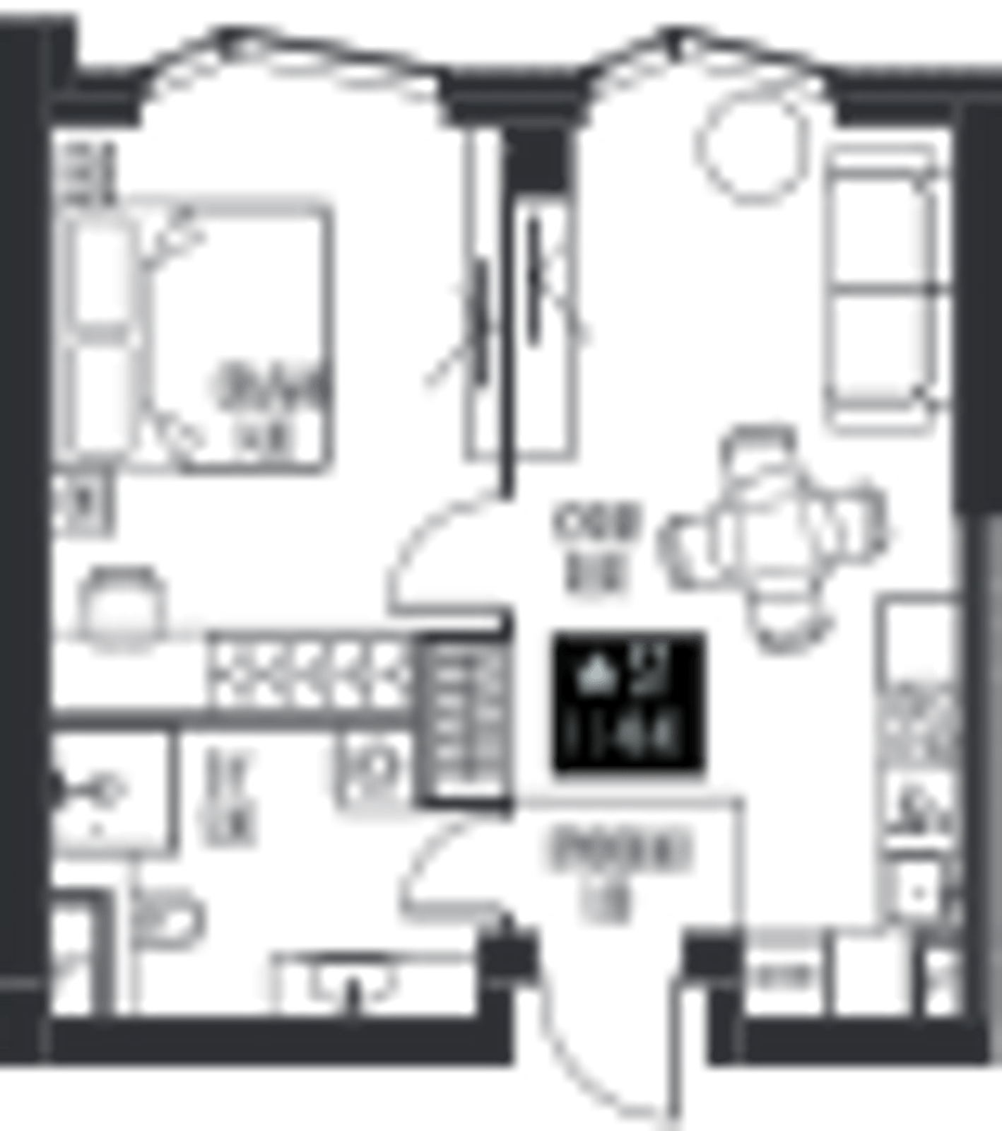 Планировка: 1-комнатная, 40,4 м²