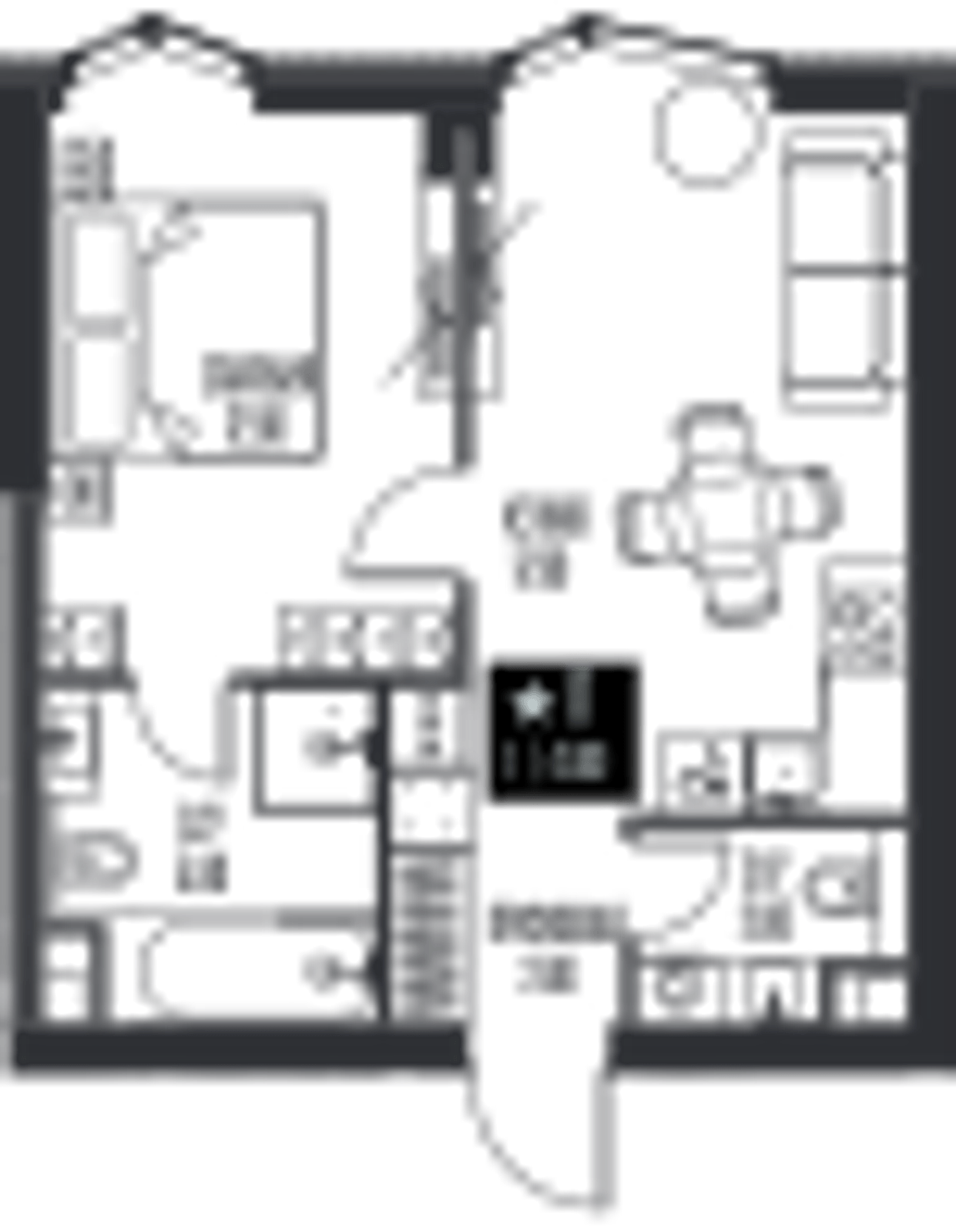 Планировка: 1-комнатная, 41,6 м²