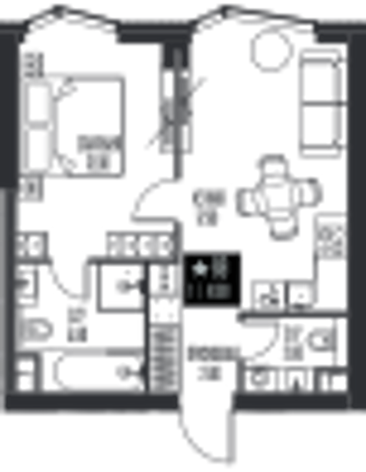 Планировка: 1-комнатная, 41,9 м²