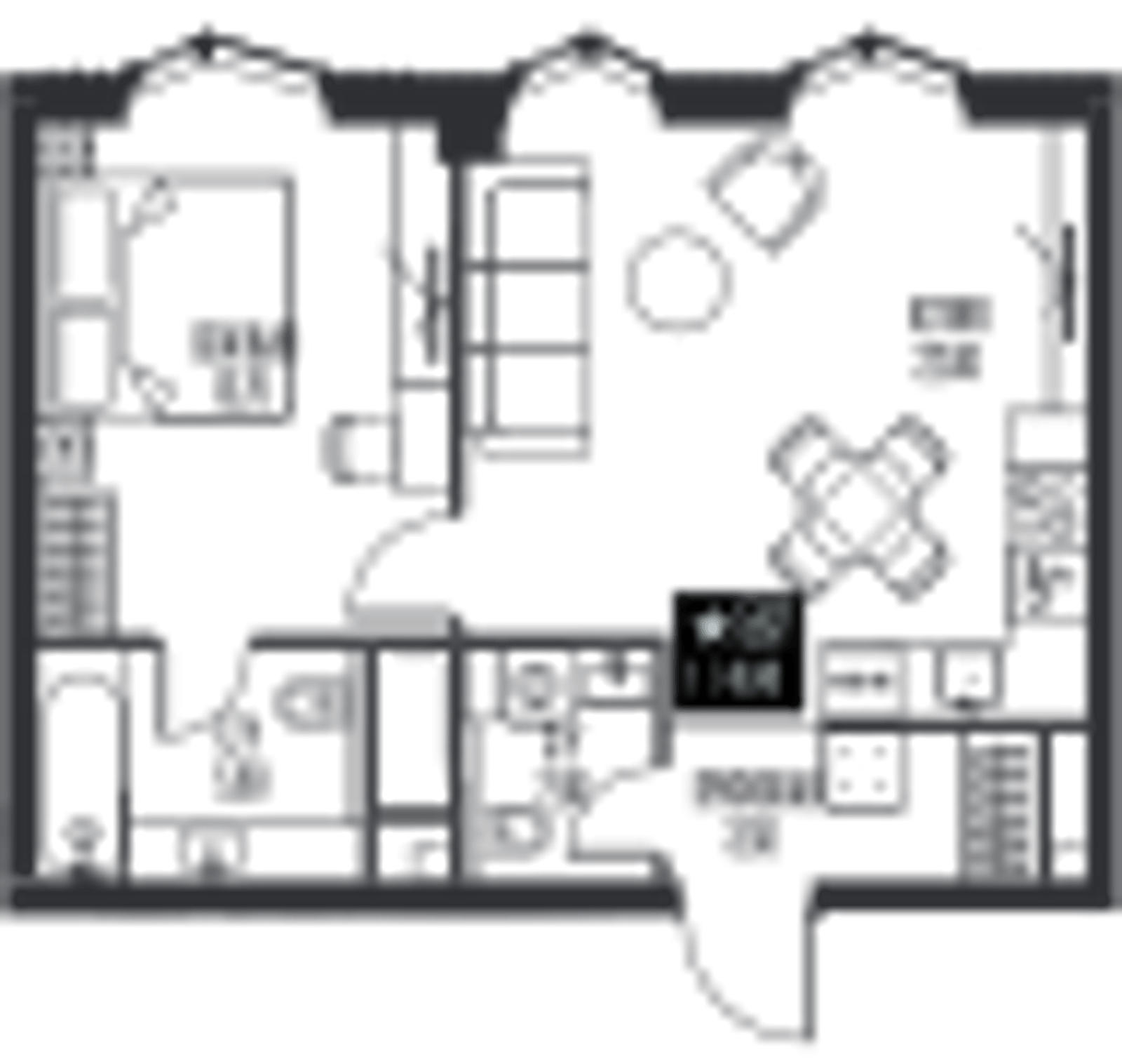 Планировка: 1-комнатная, 48,4 м²