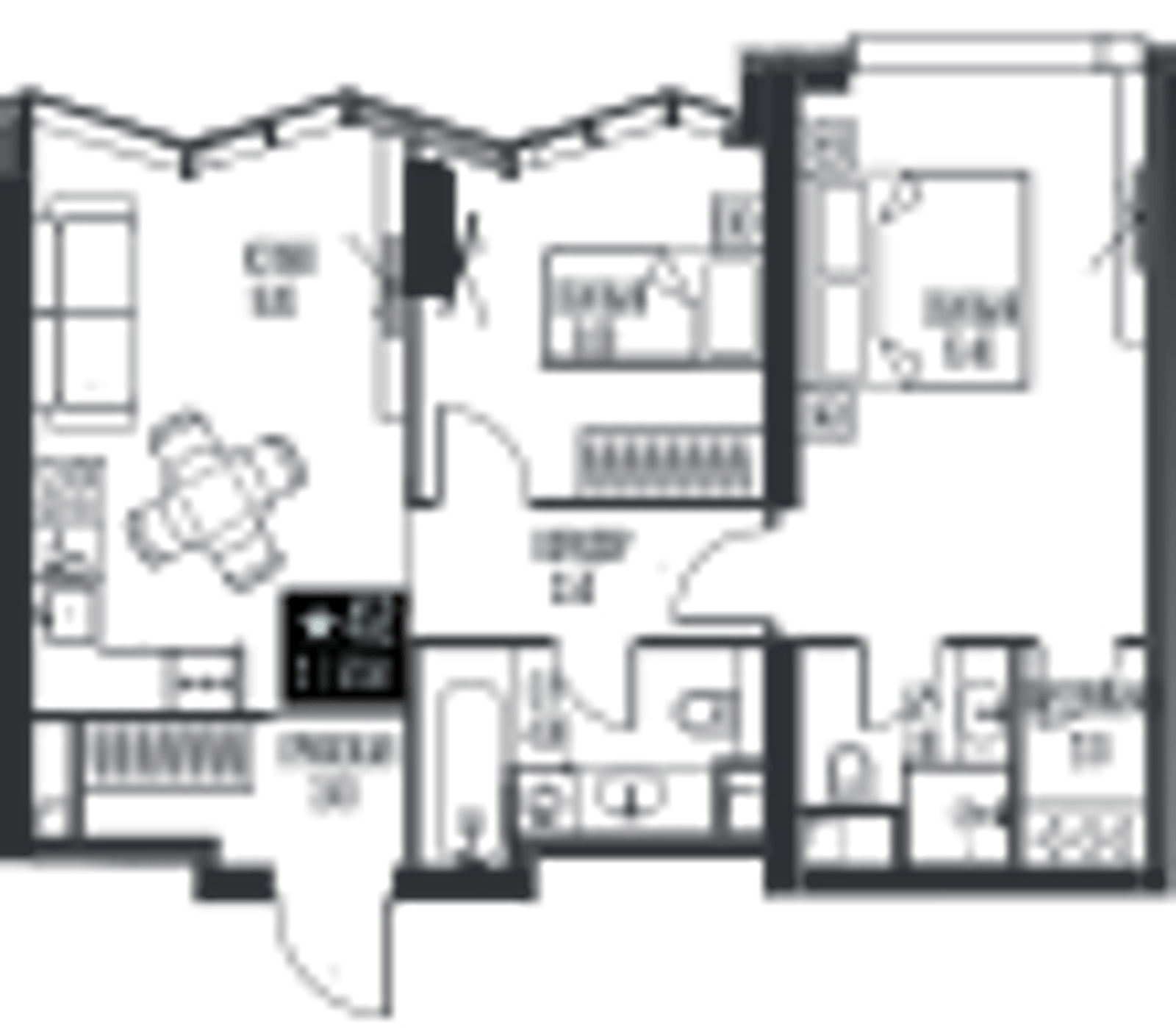 Планировка: 2-комнатная, 57,5 м²