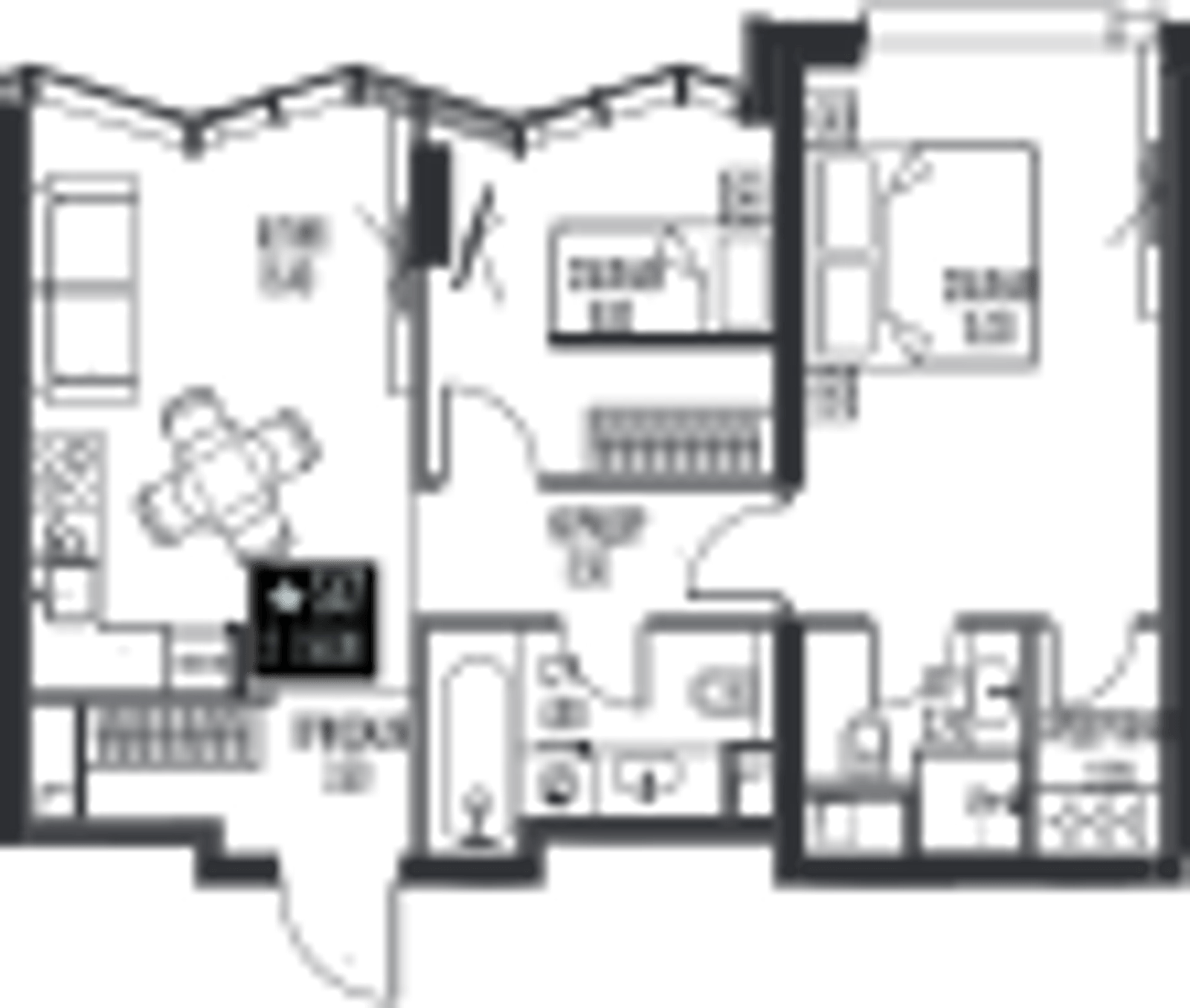 Планировка: 2-комнатная, 58 м²