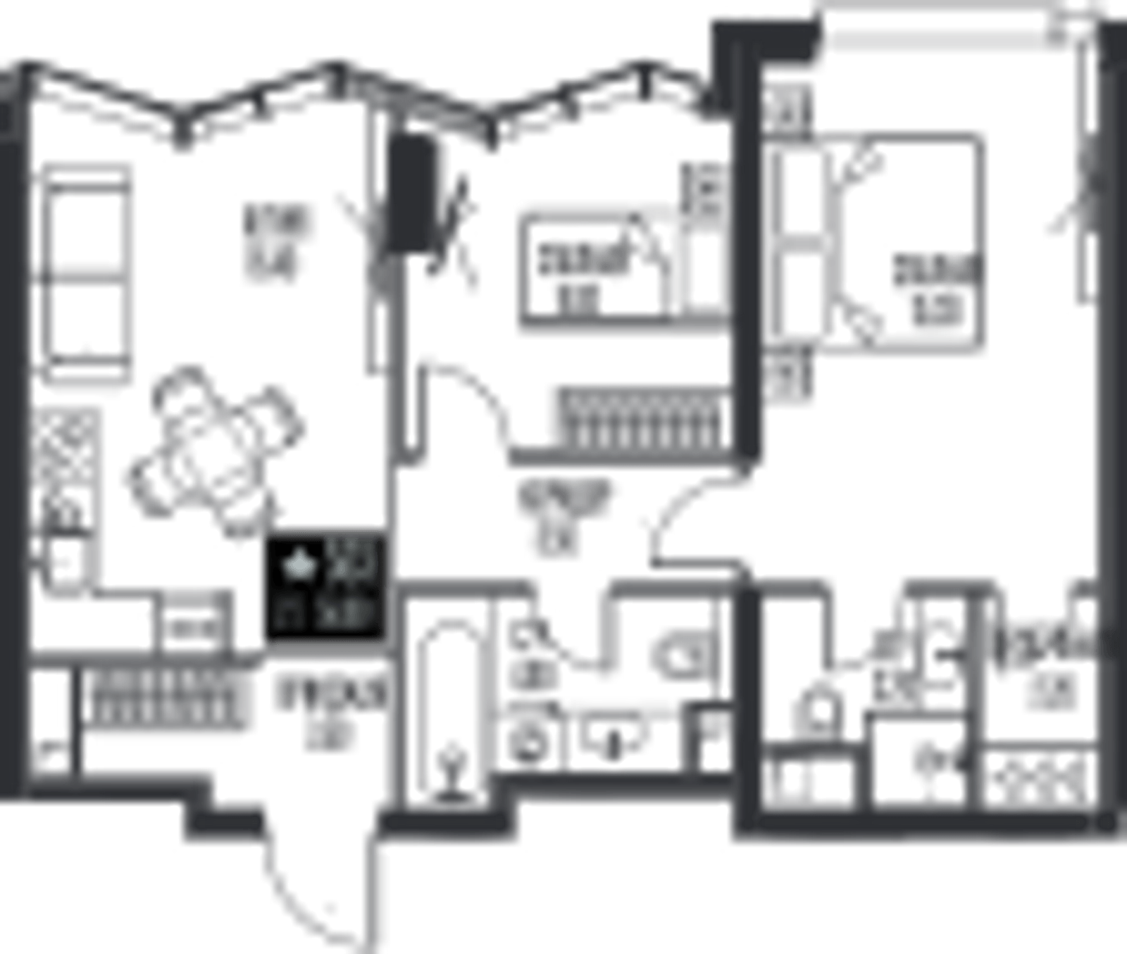 Планировка: 2-комнатная, 58 м²