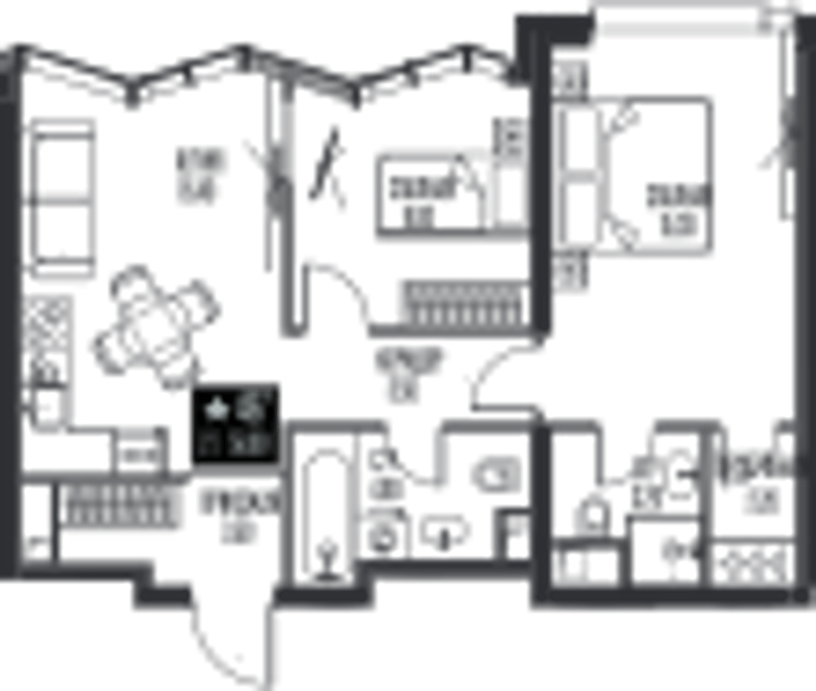 Планировка: 2-комнатная, 58 м²