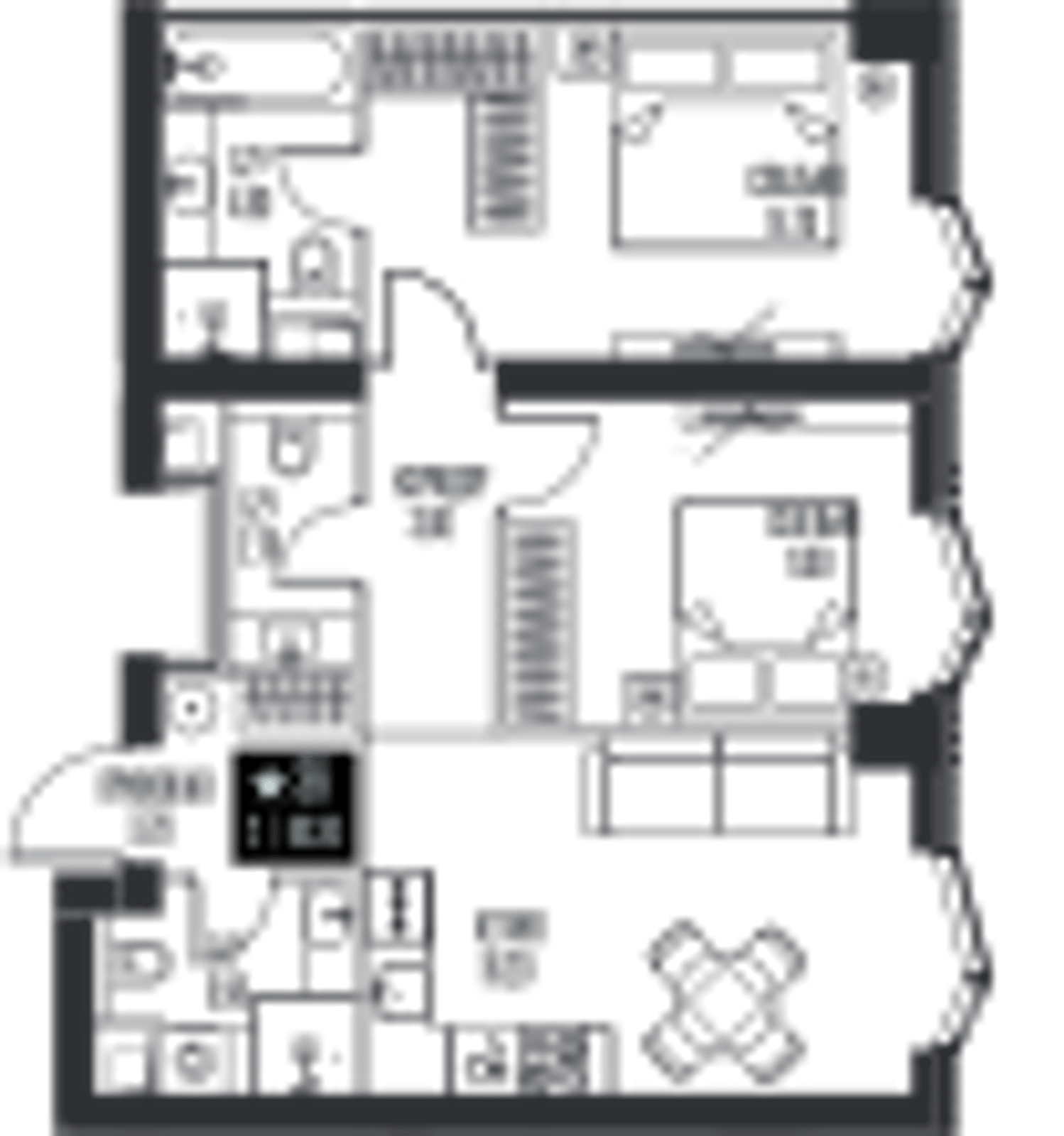 Планировка: 2-комнатная, 60,3 м²