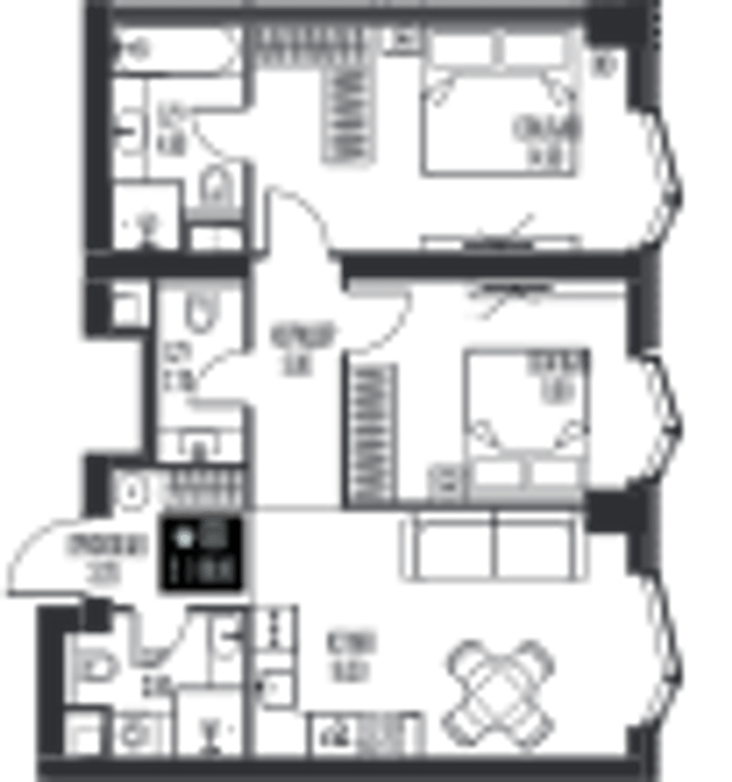Планировка: 2-комнатная, 60,6 м²