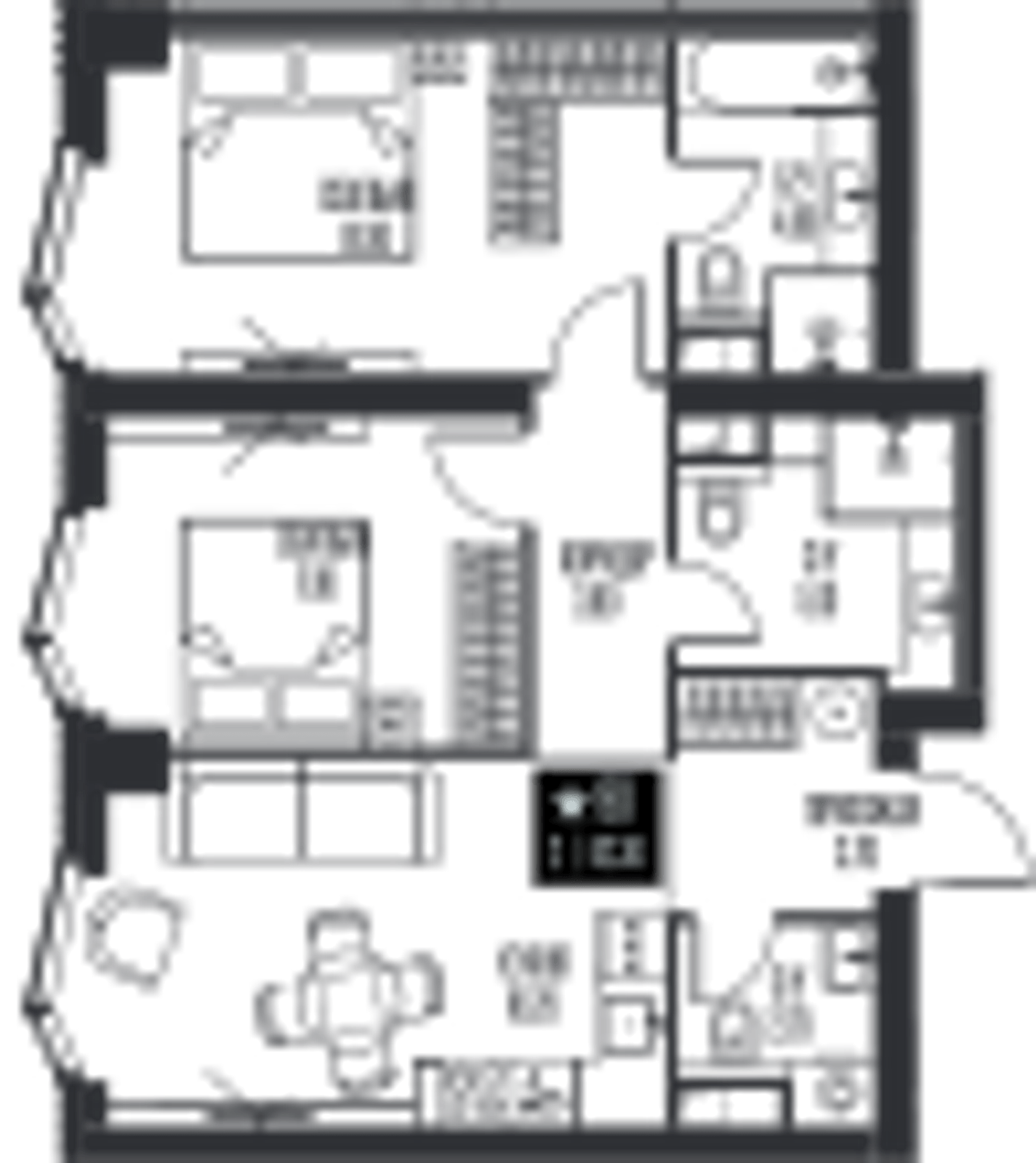 Планировка: 2-комнатная, 62,3 м²