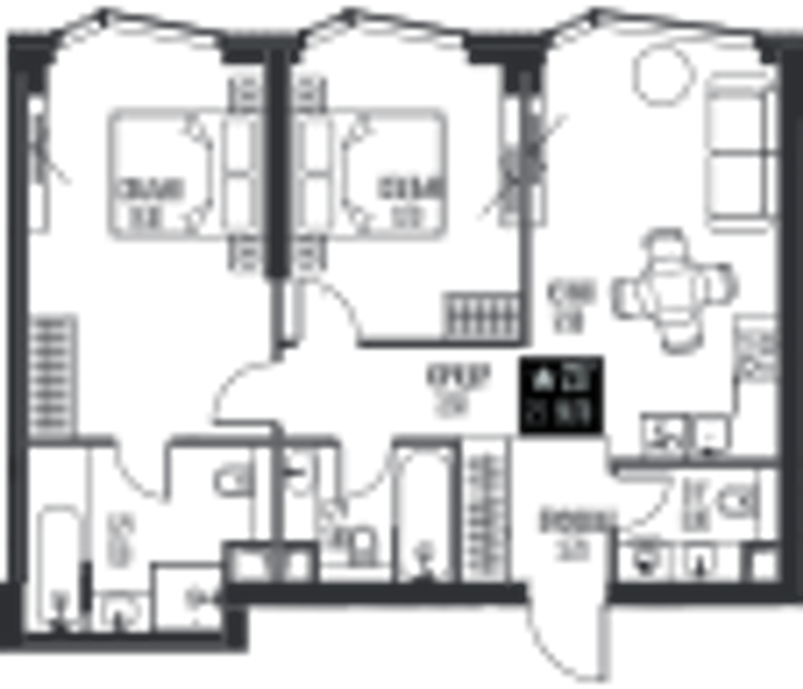 Планировка: 2-комнатная, 66,7 м²