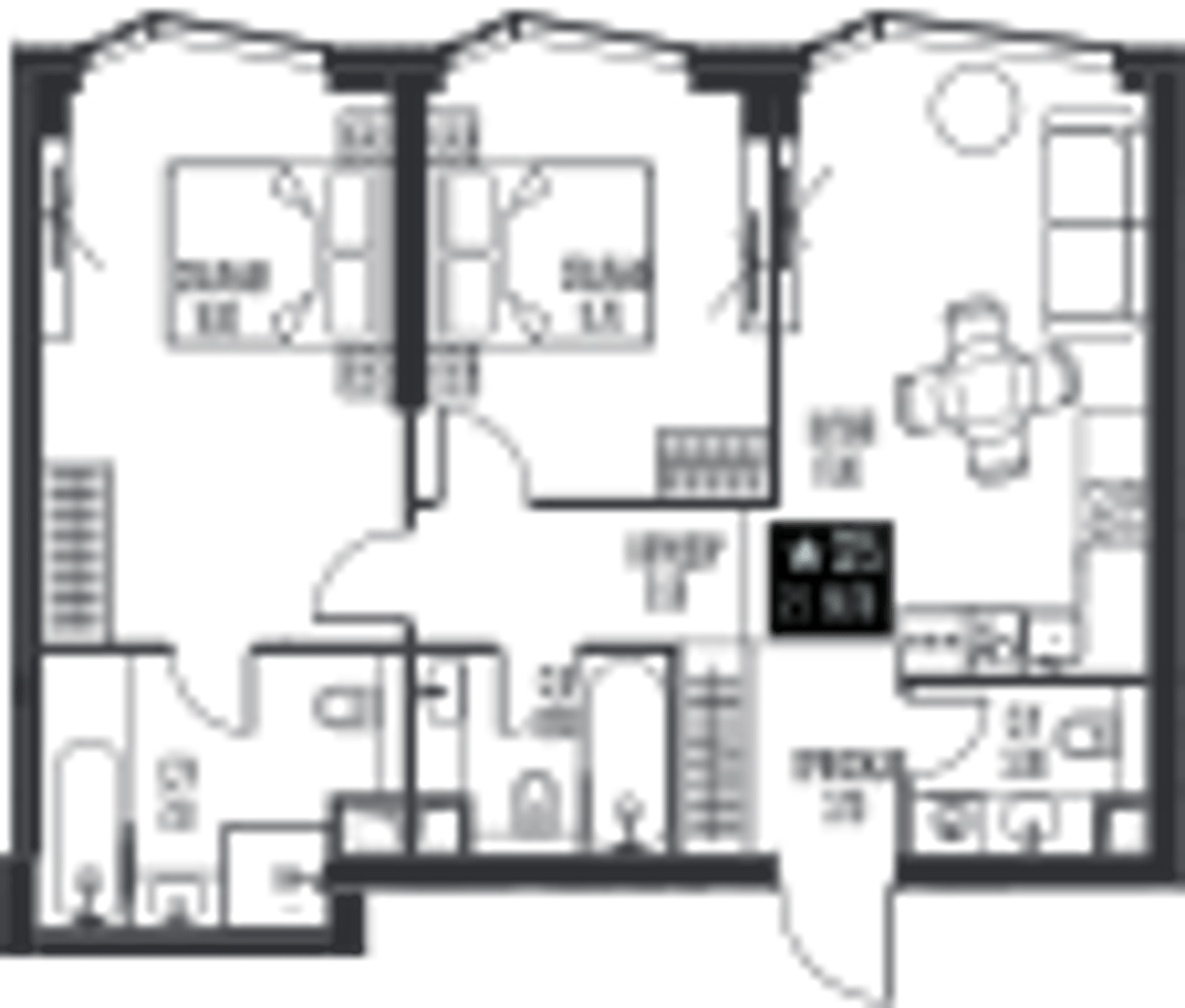 Планировка: 2-комнатная, 66,7 м²