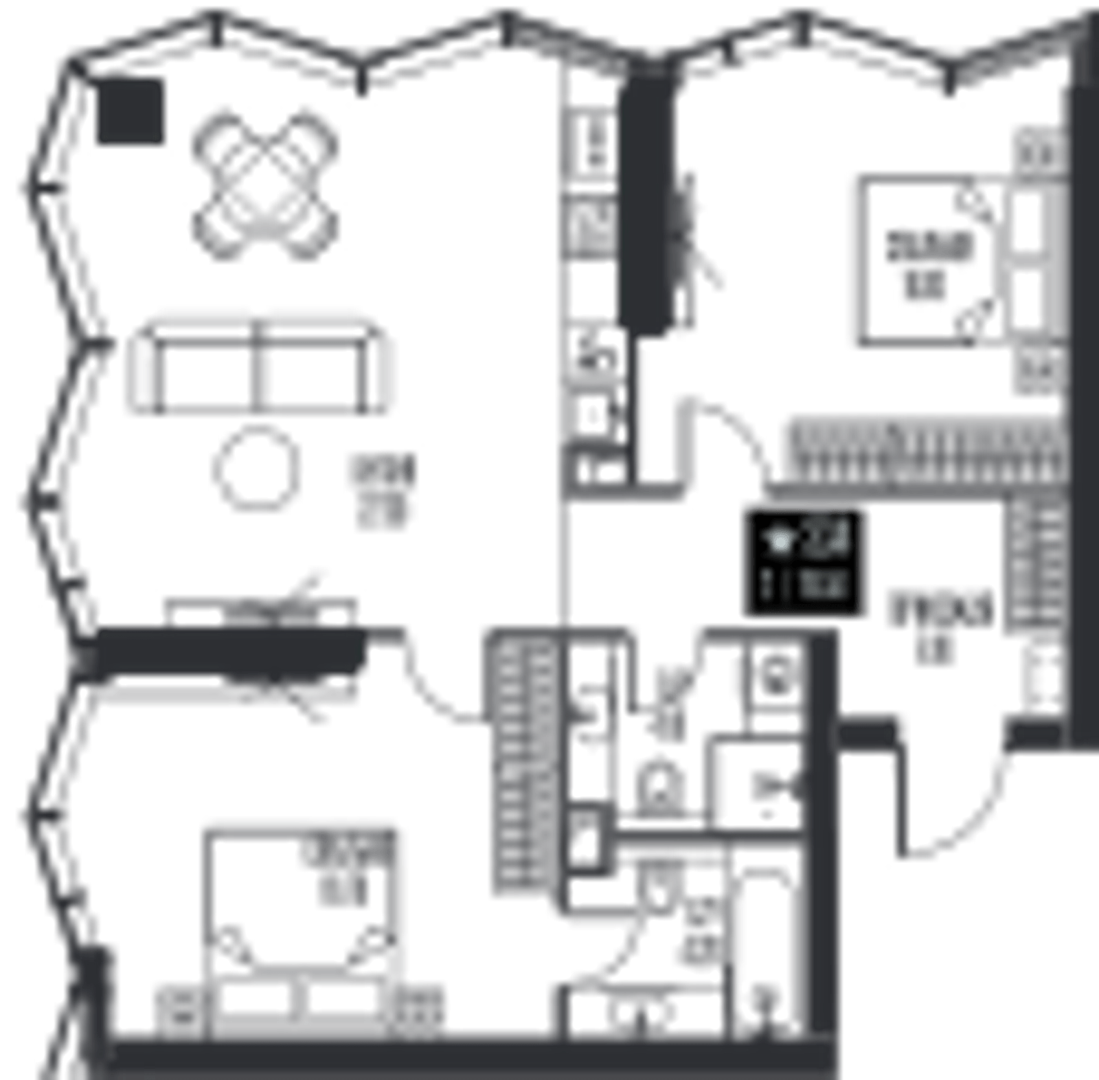 Планировка: 2-комнатная, 76,5 м²
