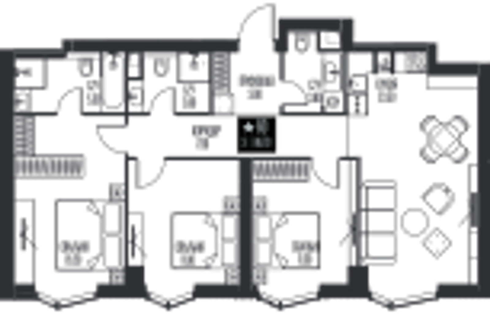 Планировка: 3-комнатная, 86,7 м²