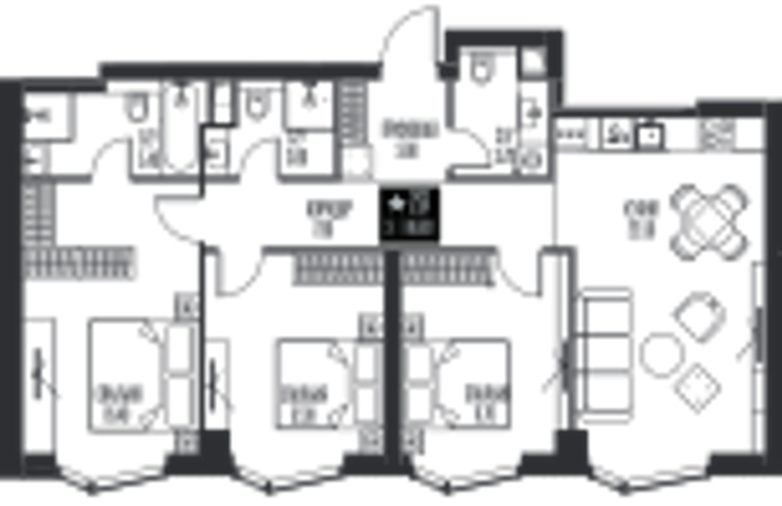 Планировка: 3-комнатная, 86,8 м²