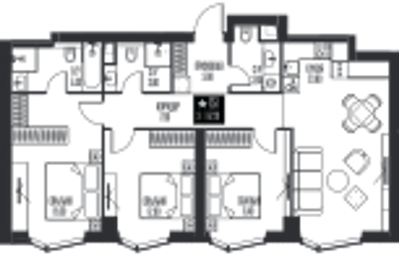 Планировка: 3-комнатная, 87,2 м²