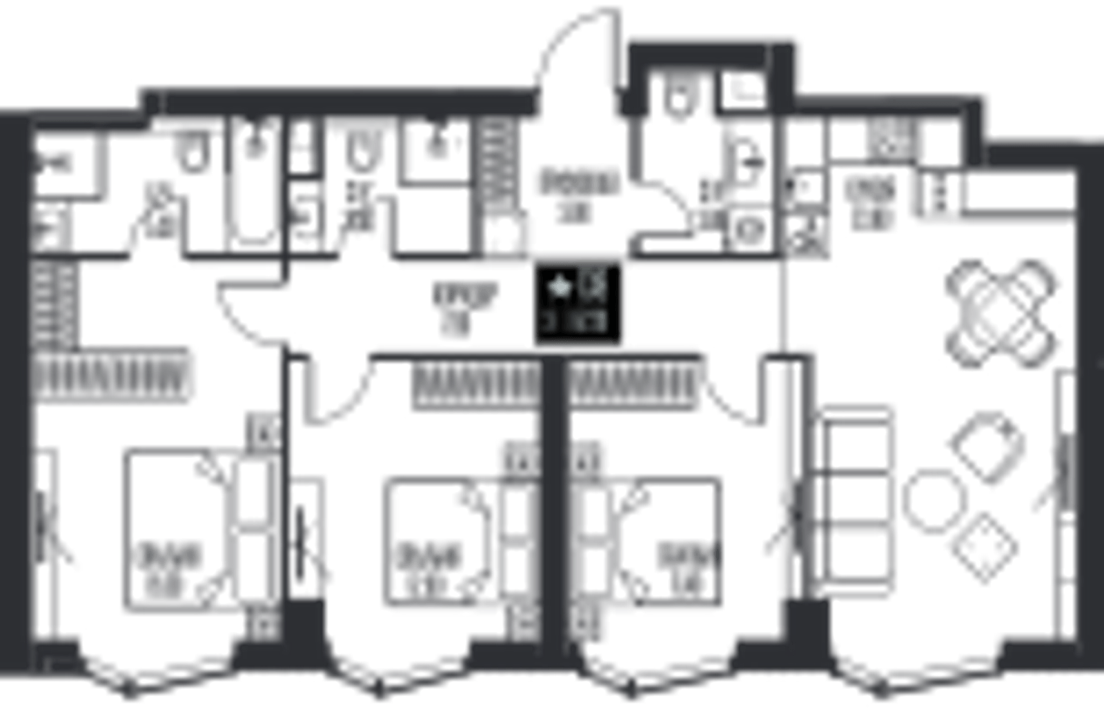 Планировка: 3-комнатная, 87,2 м²