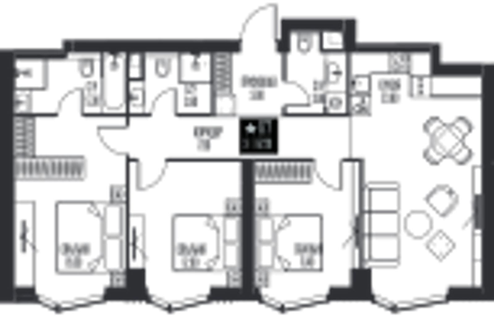 Планировка: 3-комнатная, 87,2 м²