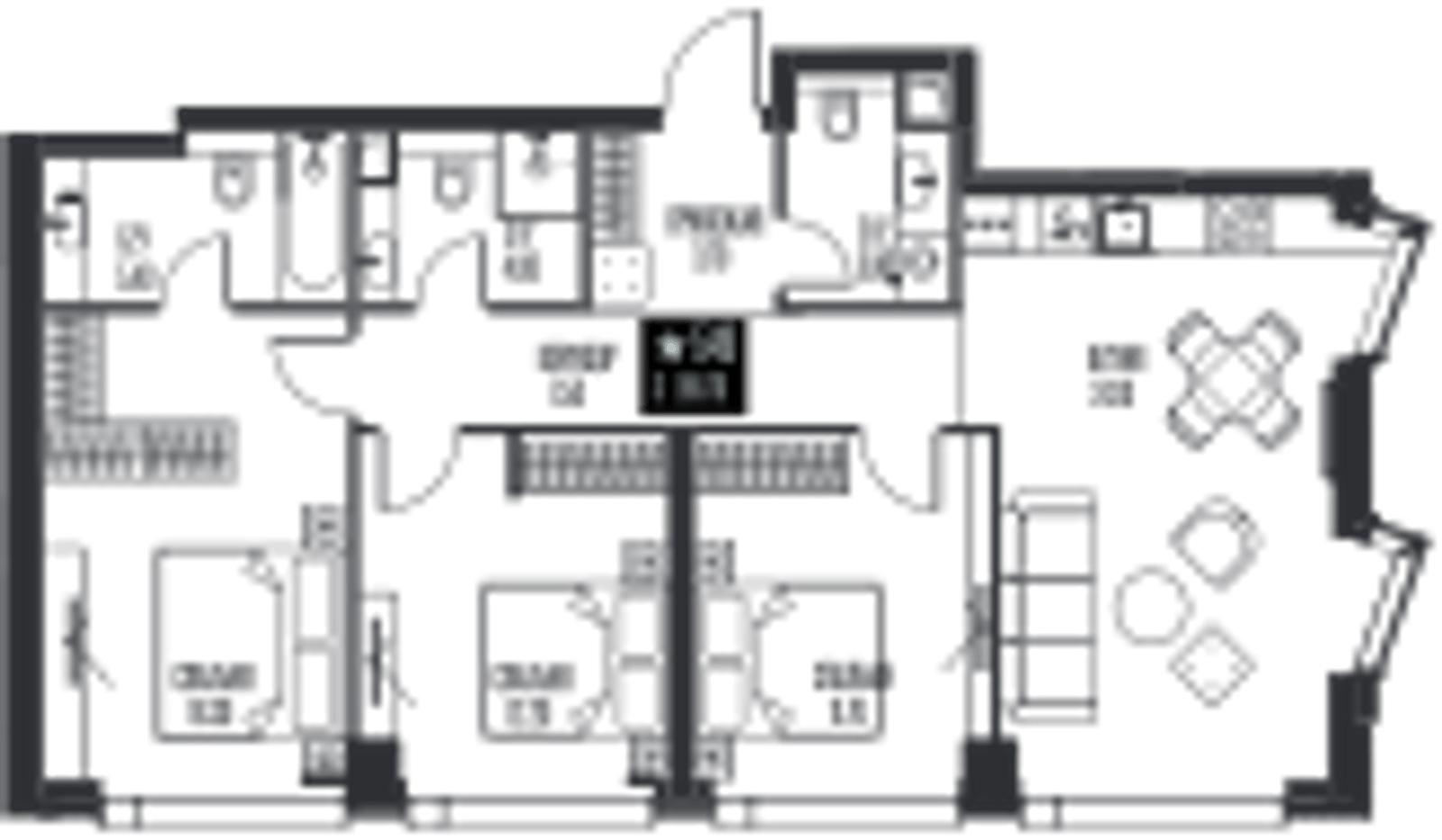 Планировка: 3-комнатная, 88,7 м²