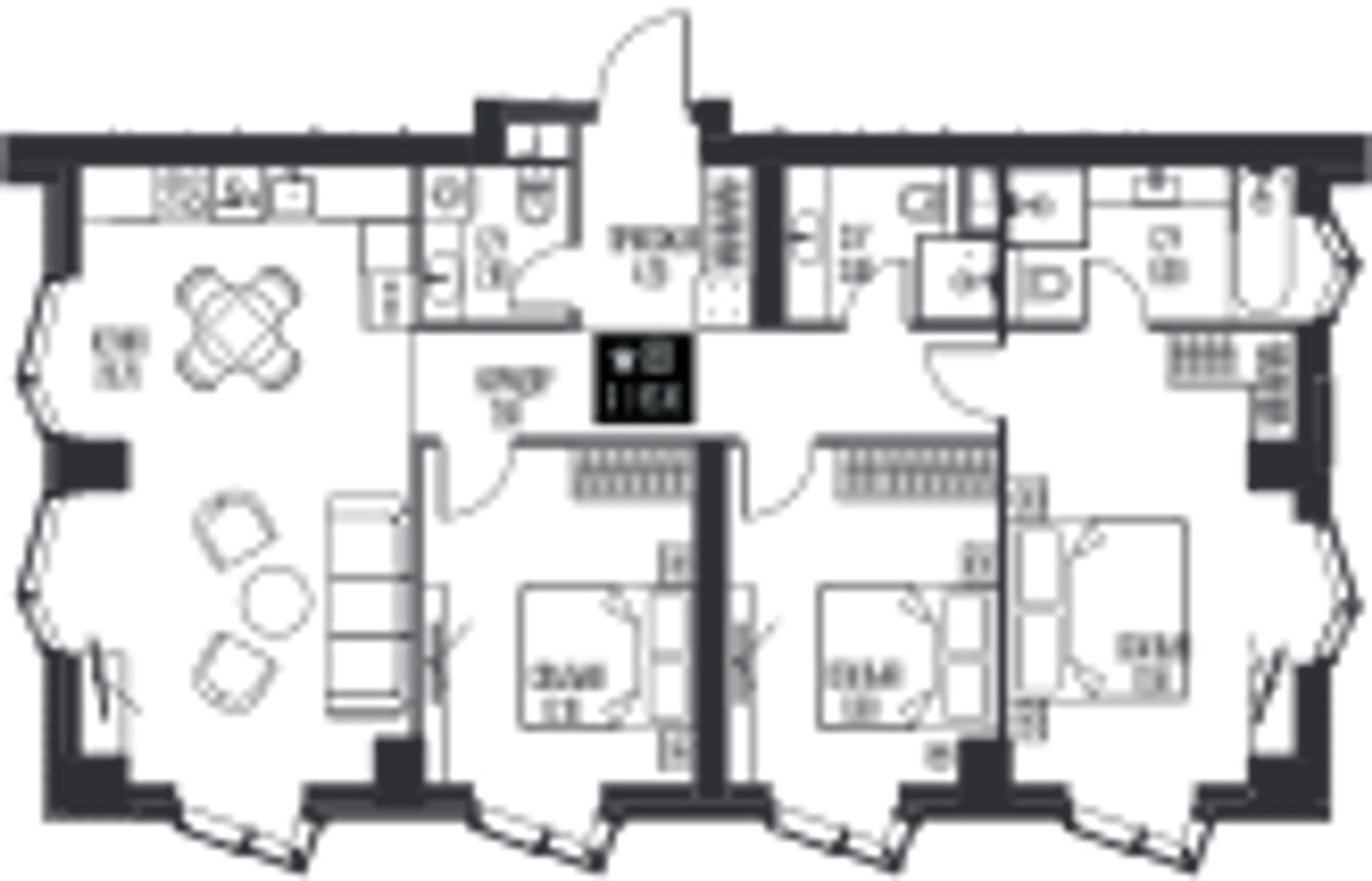 Планировка: 3-комнатная, 92,3 м²