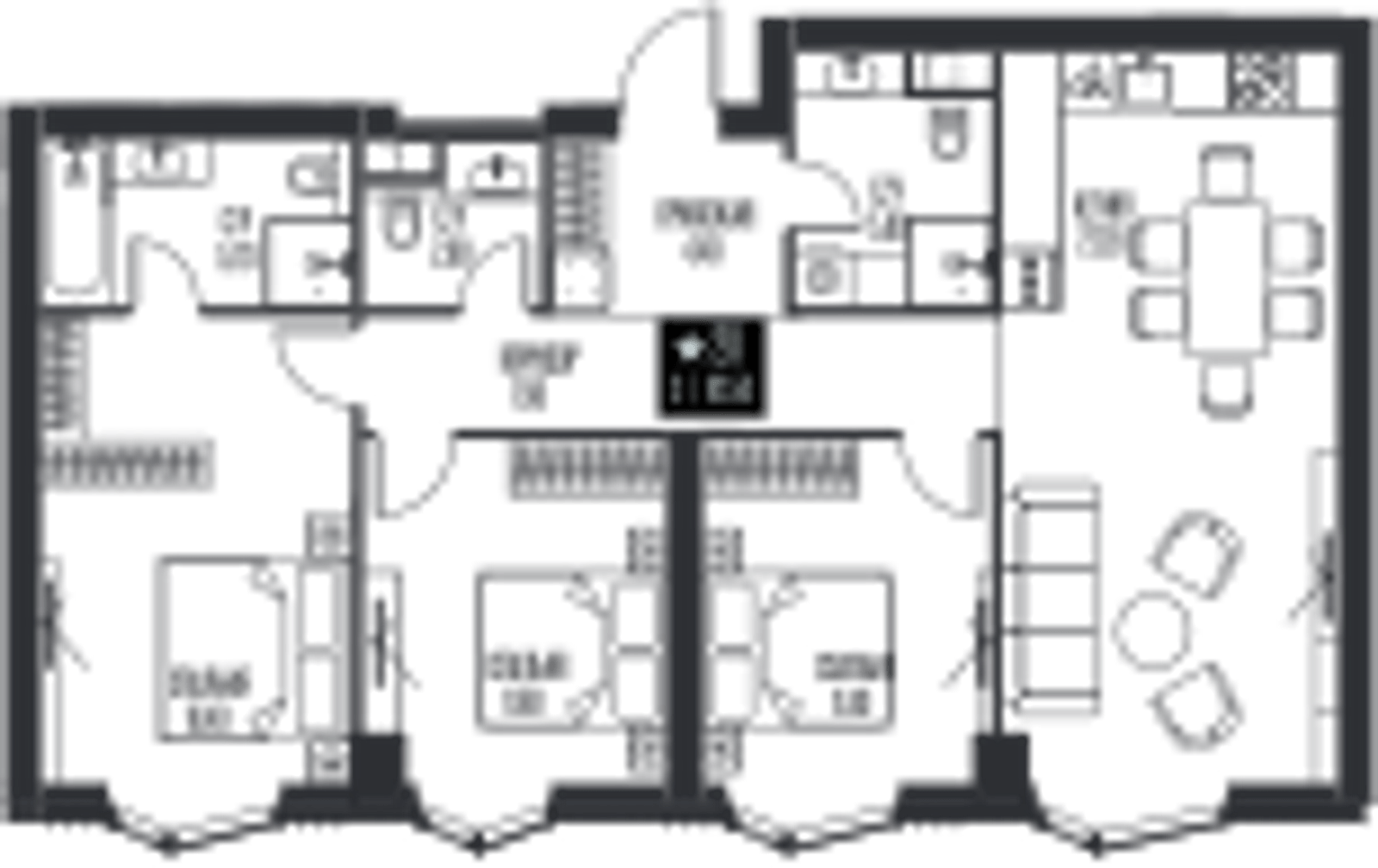 Планировка: 3-комнатная, 92,5 м²