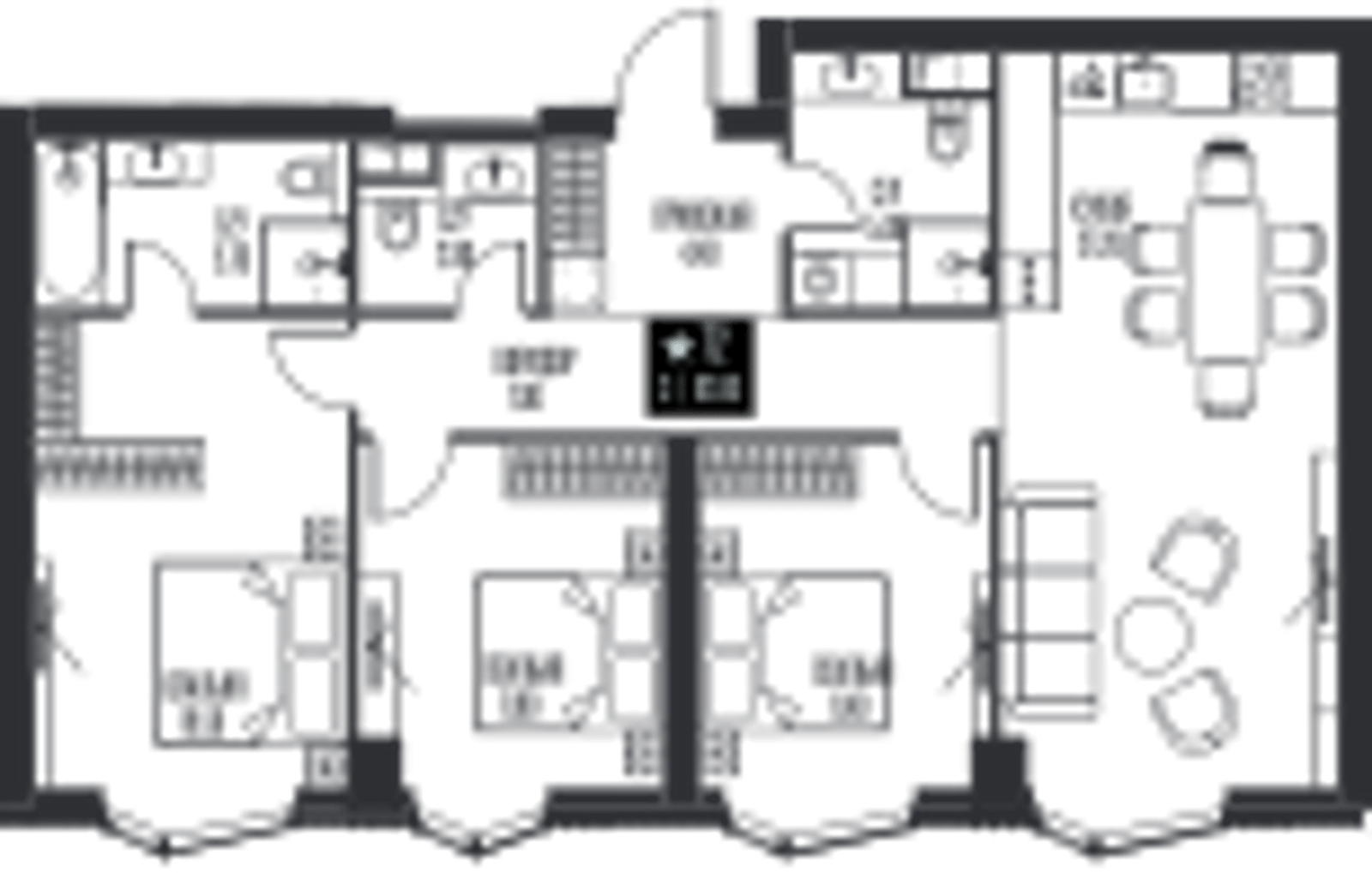 Планировка: 3-комнатная, 92,6 м²