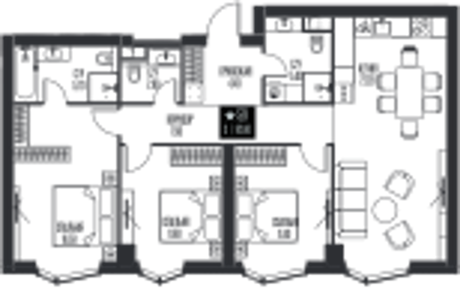 Планировка: 3-комнатная, 92,6 м²