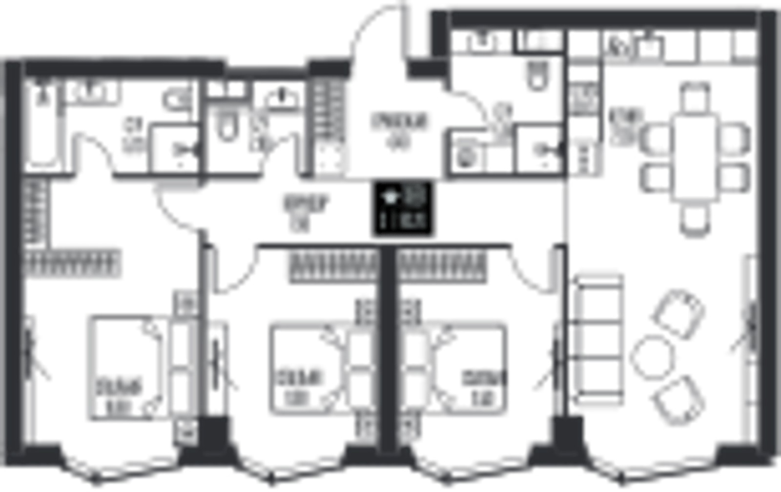 Планировка: 3-комнатная, 93,2 м²