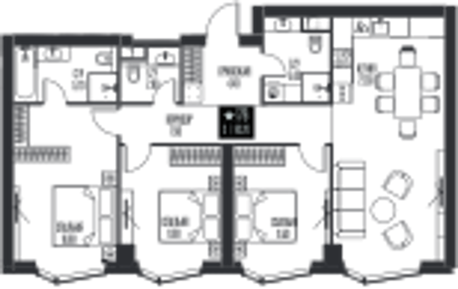 Планировка: 3-комнатная, 93,2 м²
