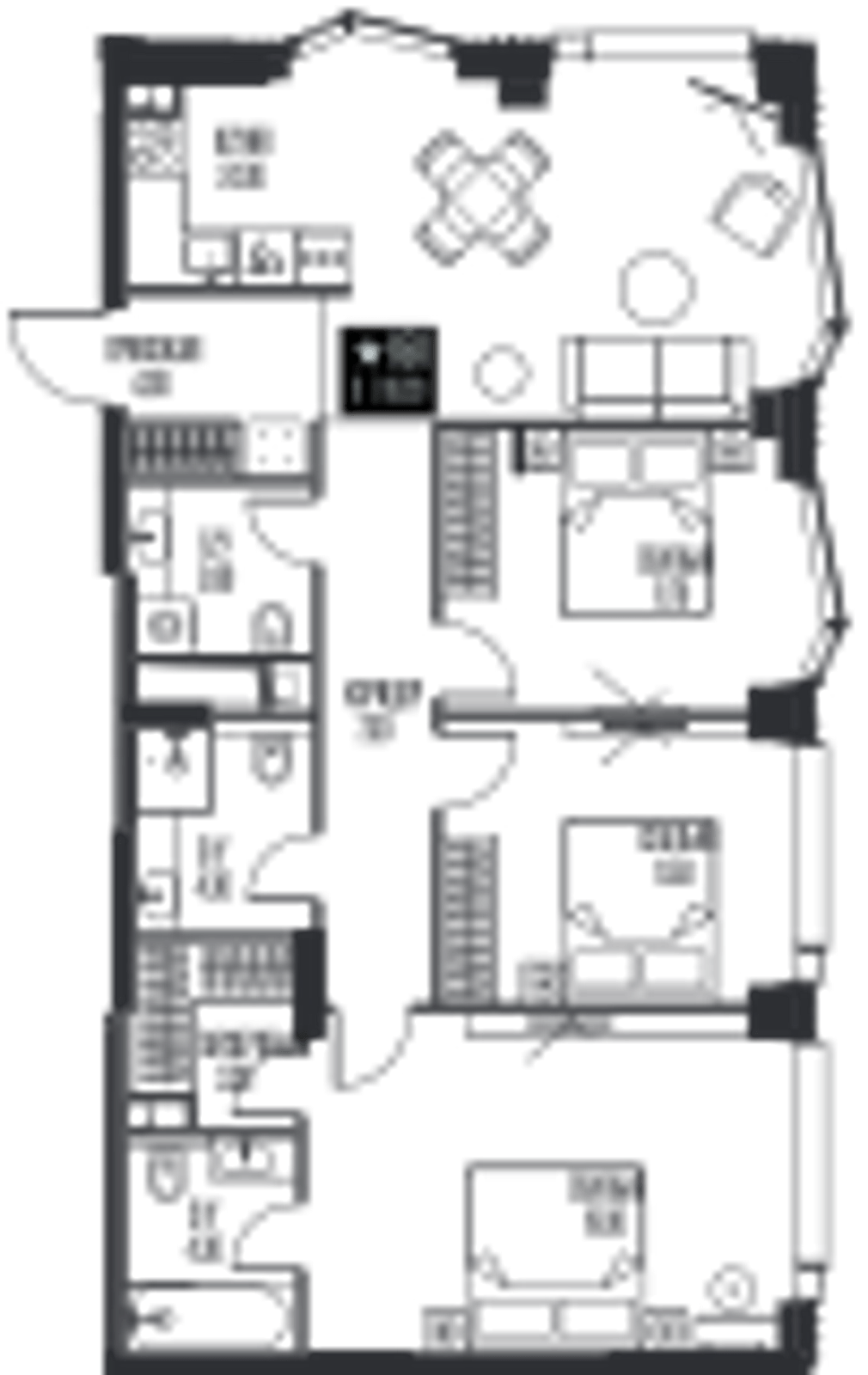 Планировка: 3-комнатная, 93,2 м²