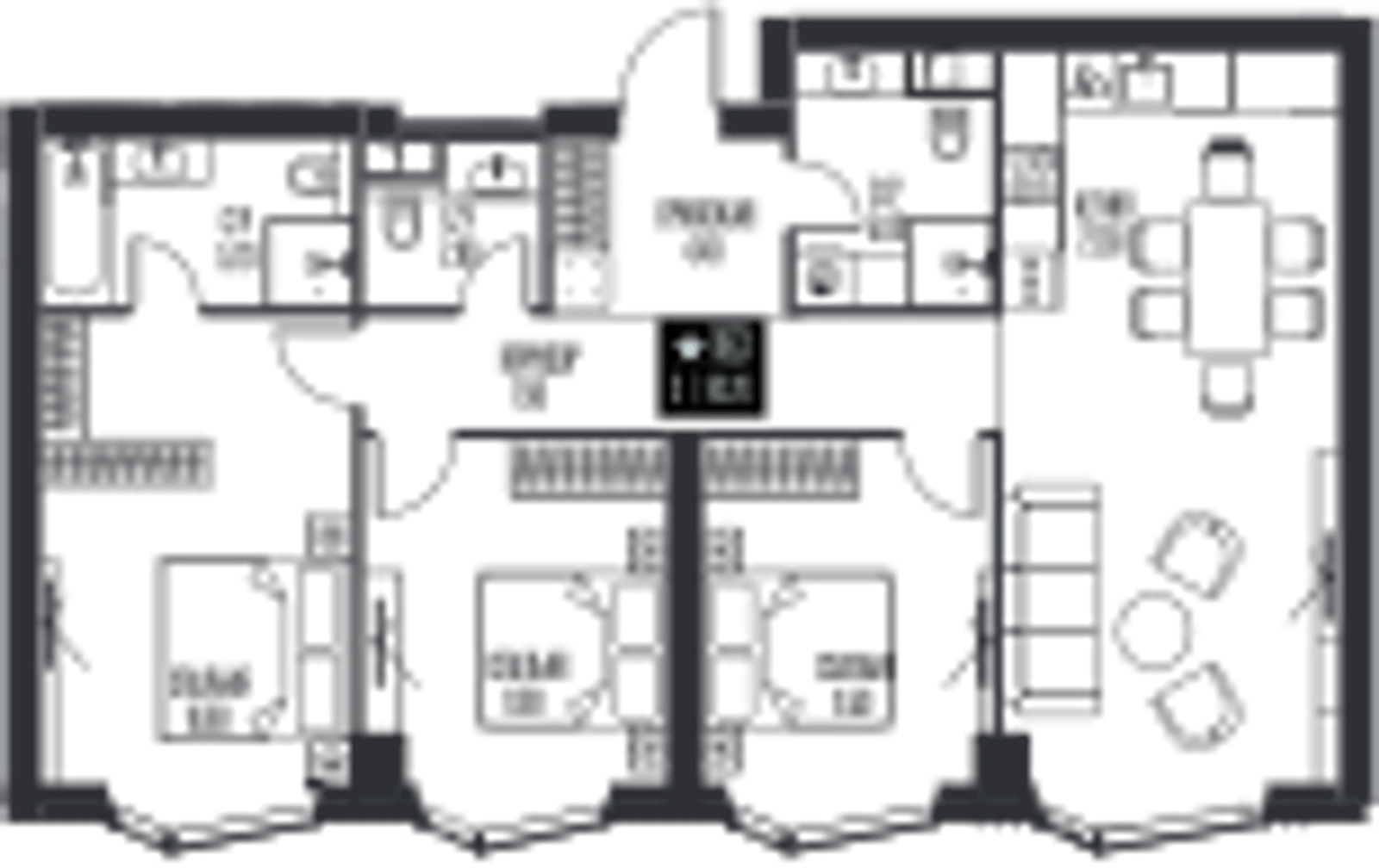 Планировка: 3-комнатная, 93,2 м²