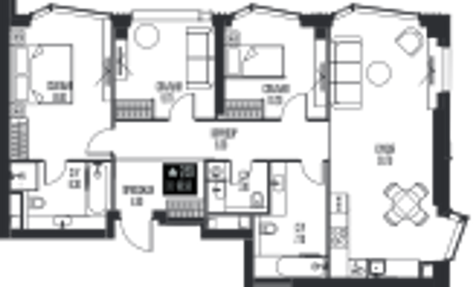 Планировка: 3-комнатная, 93,5 м²
