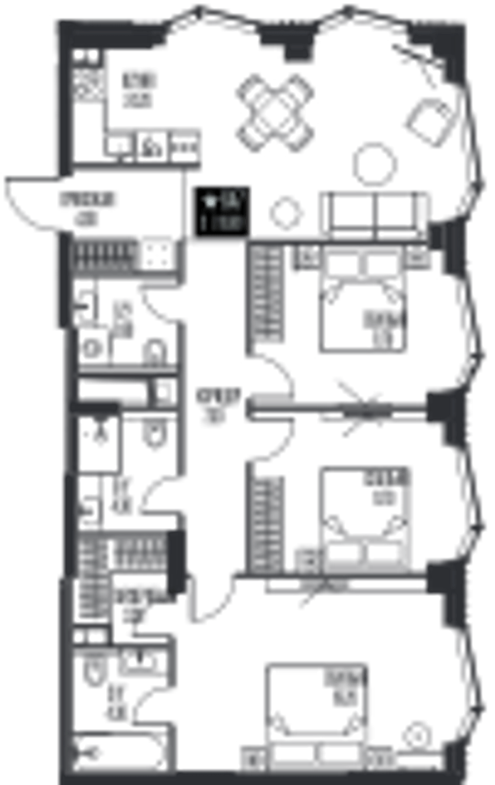 Планировка: 3-комнатная, 93,8 м²