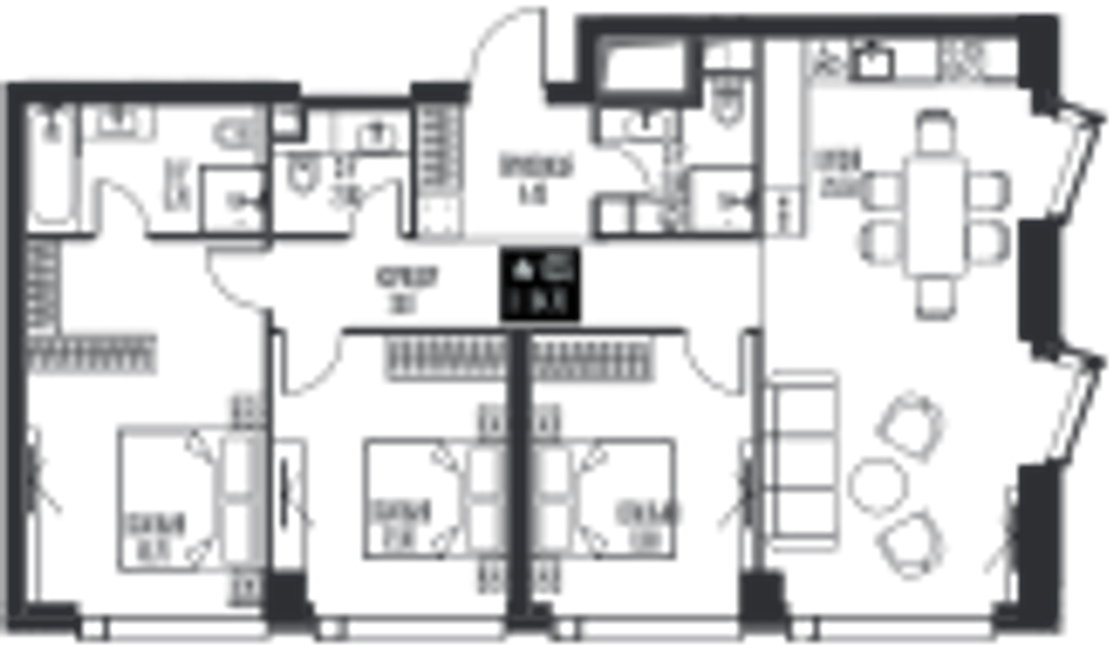 Планировка: 3-комнатная, 94,7 м²
