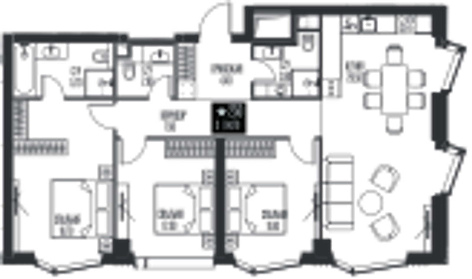 Планировка: 3-комнатная, 94,7 м²