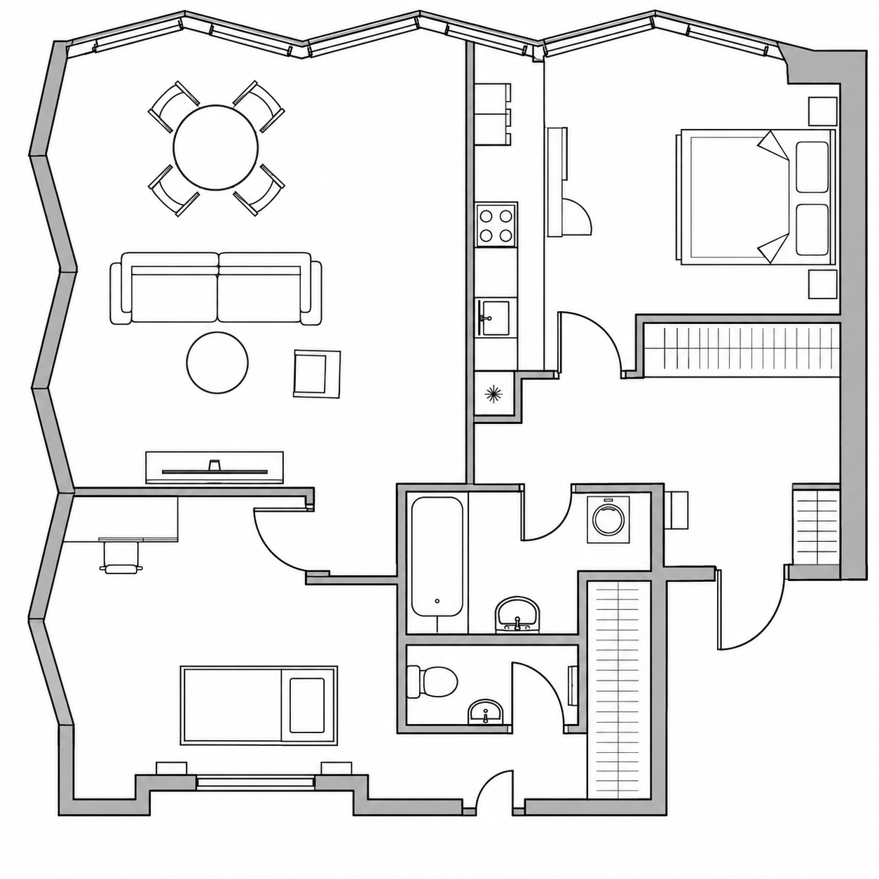 Планировка: 2-комнатная, 77,1 м²