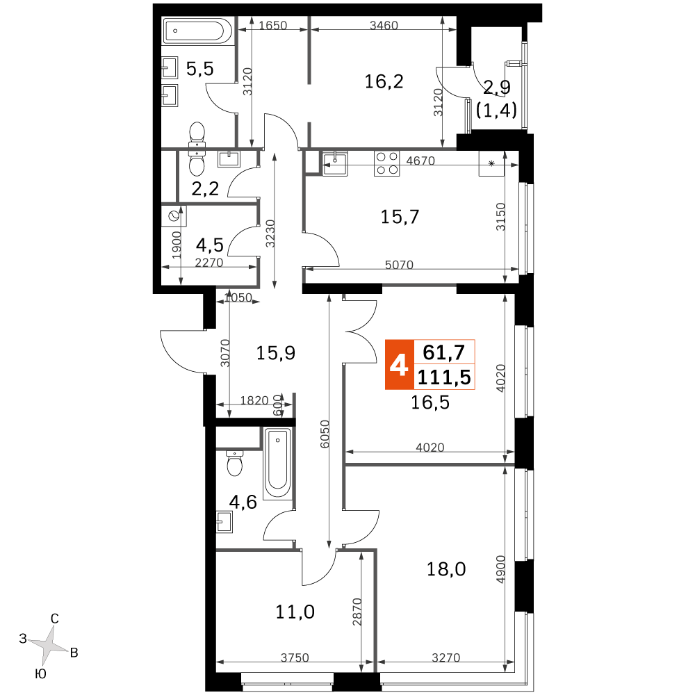 Официальная планировка Sky Garden, 110,4 м²
