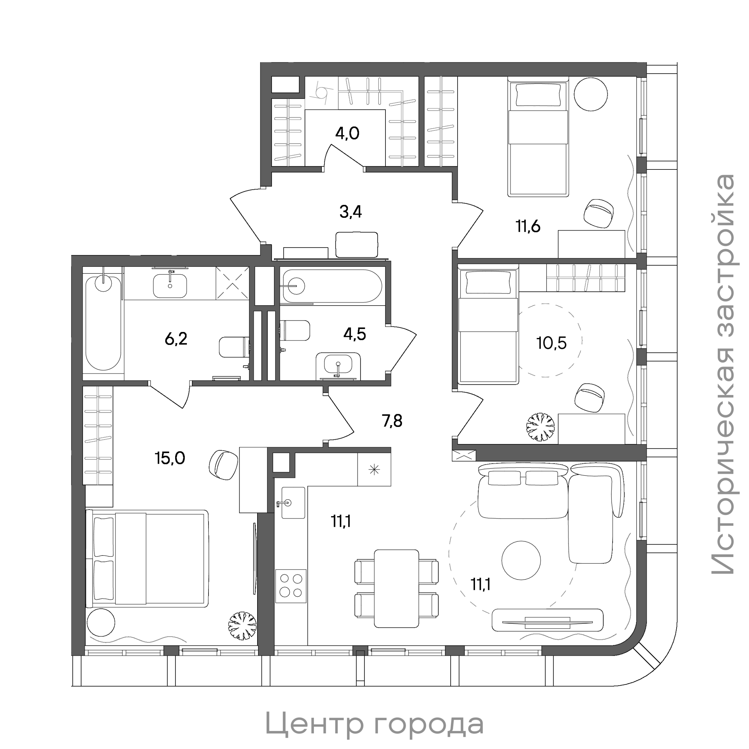 Официальная схема СТОУН Сокольники, 85,2 м²