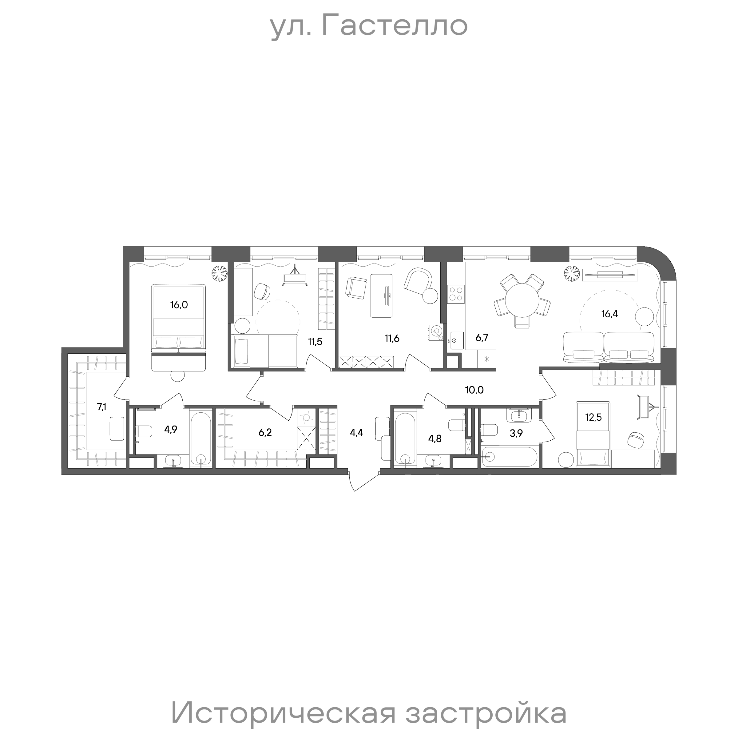 Официальная схема СТОУН Сокольники, 116 м²