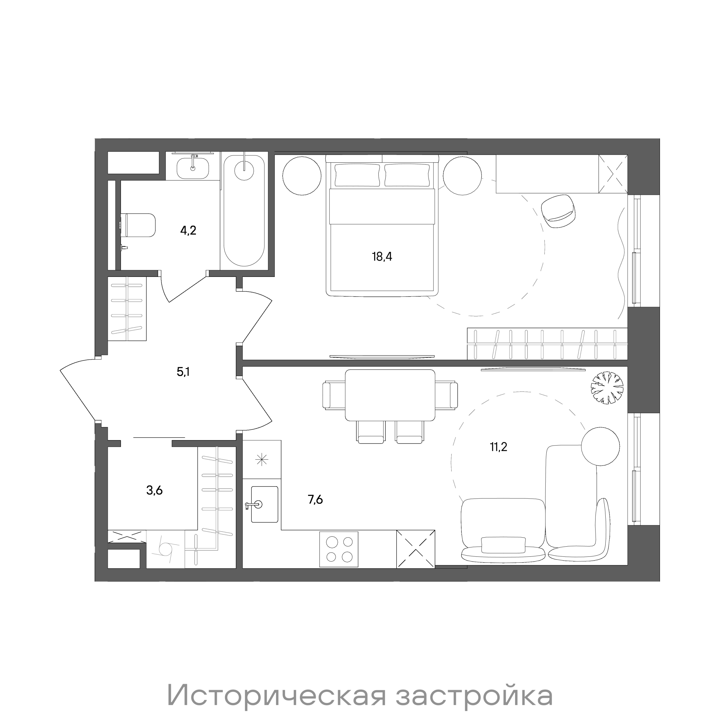 Официальная схема СТОУН Сокольники, 50,1 м²