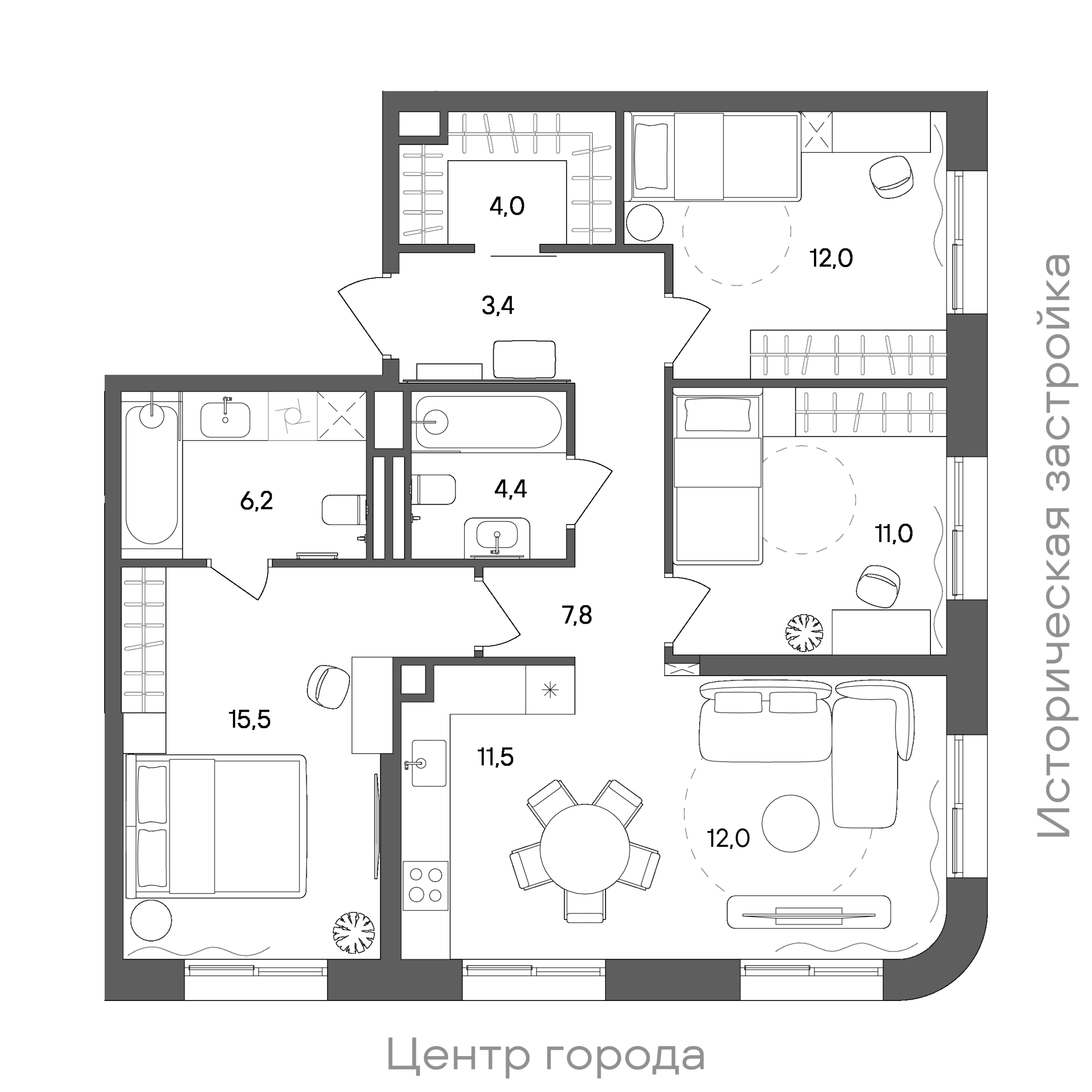 Официальная схема СТОУН Сокольники, 87,9 м²
