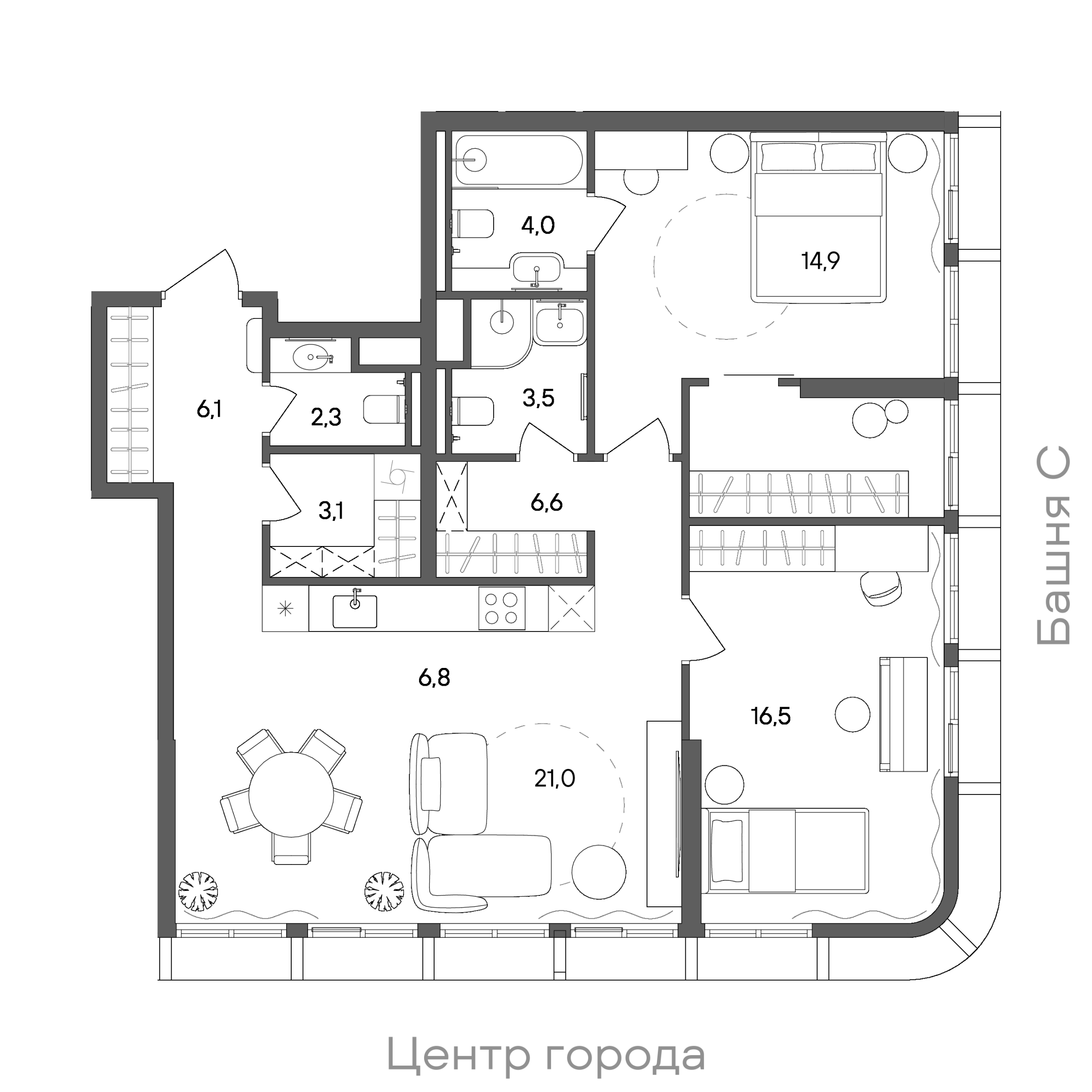 Официальная схема СТОУН Сокольники, 89,9 м²