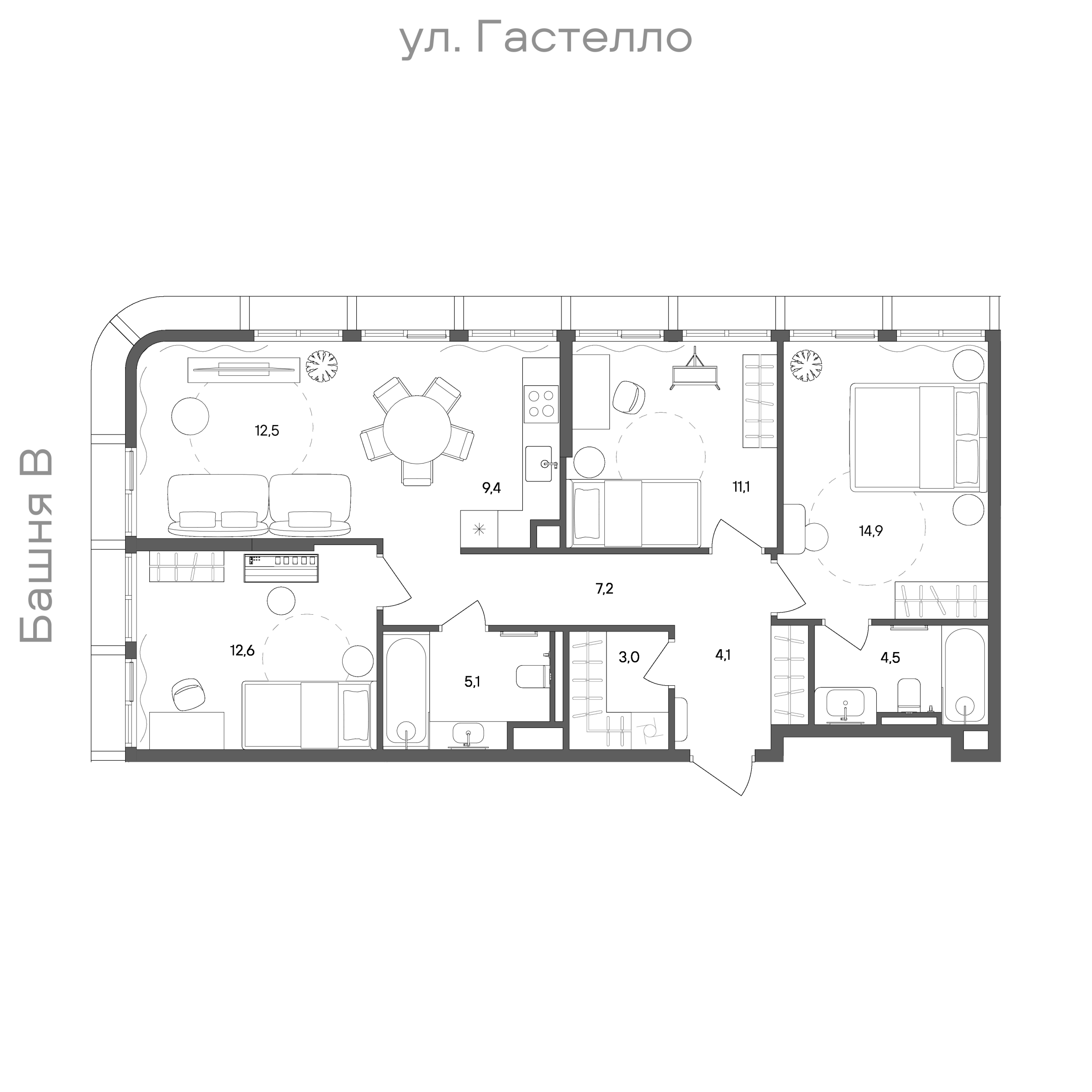 Официальная схема СТОУН Сокольники, 84,4 м²