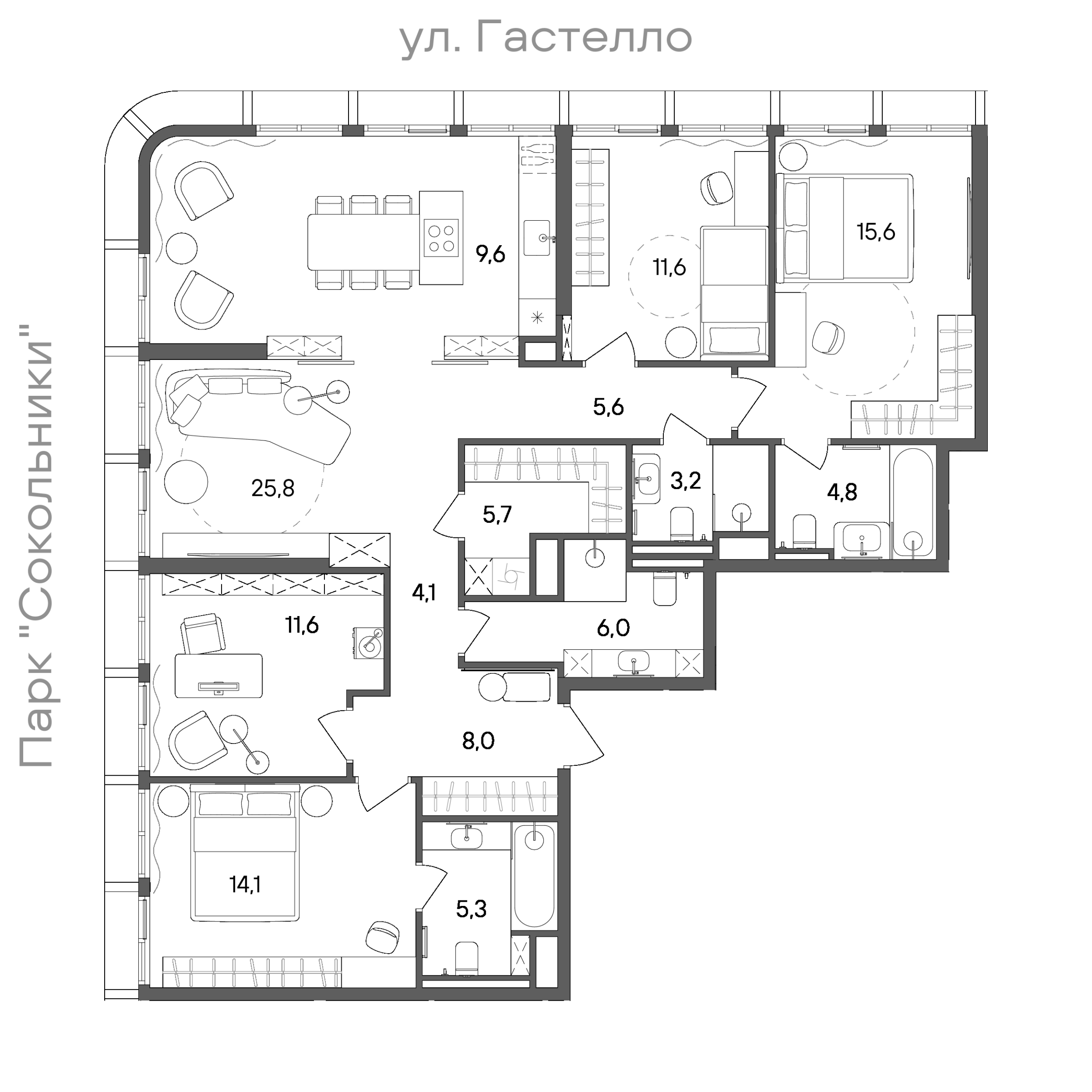 Официальная схема СТОУН Сокольники, 131 м²