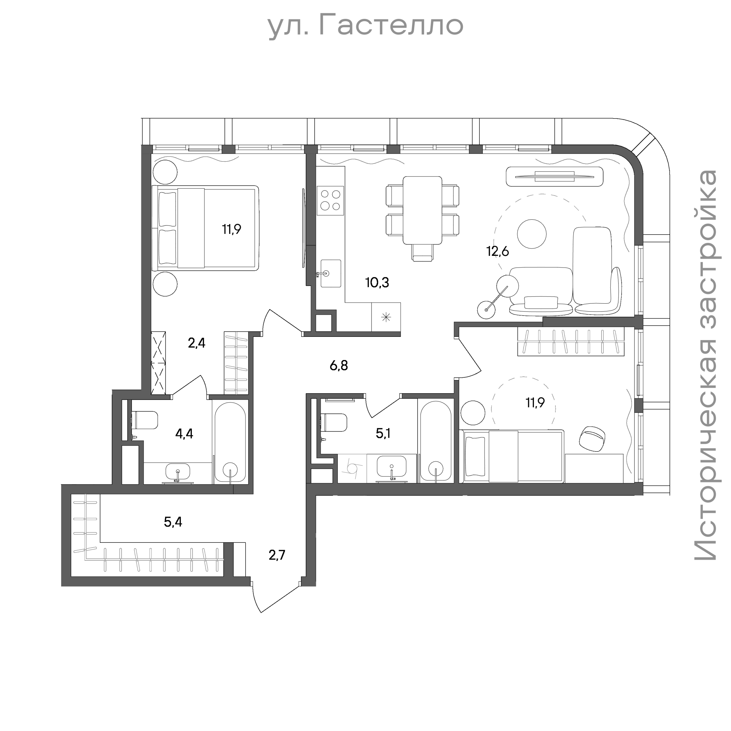 Официальная схема СТОУН Сокольники, 73,5 м²