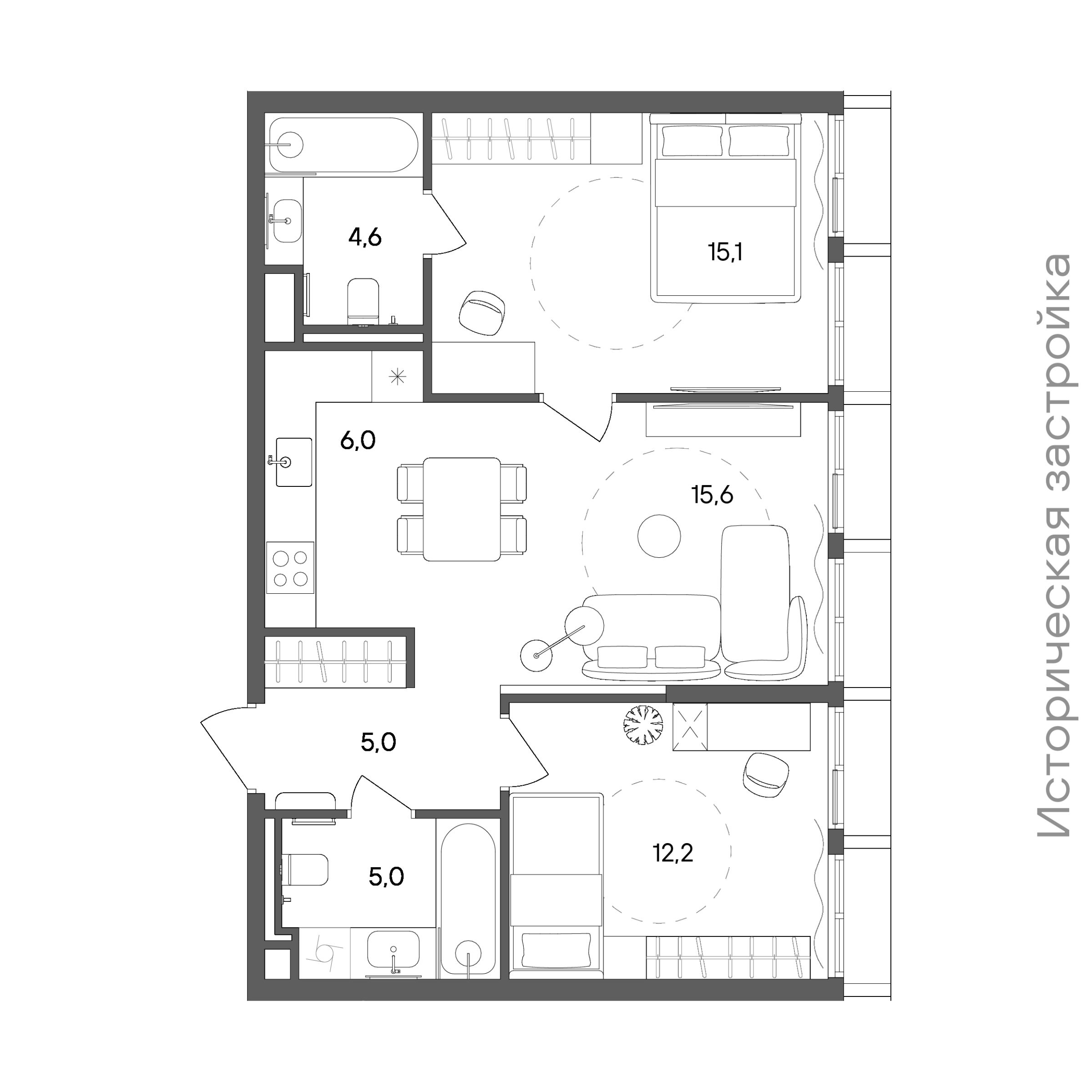 Официальная схема СТОУН Сокольники, 63,5 м²