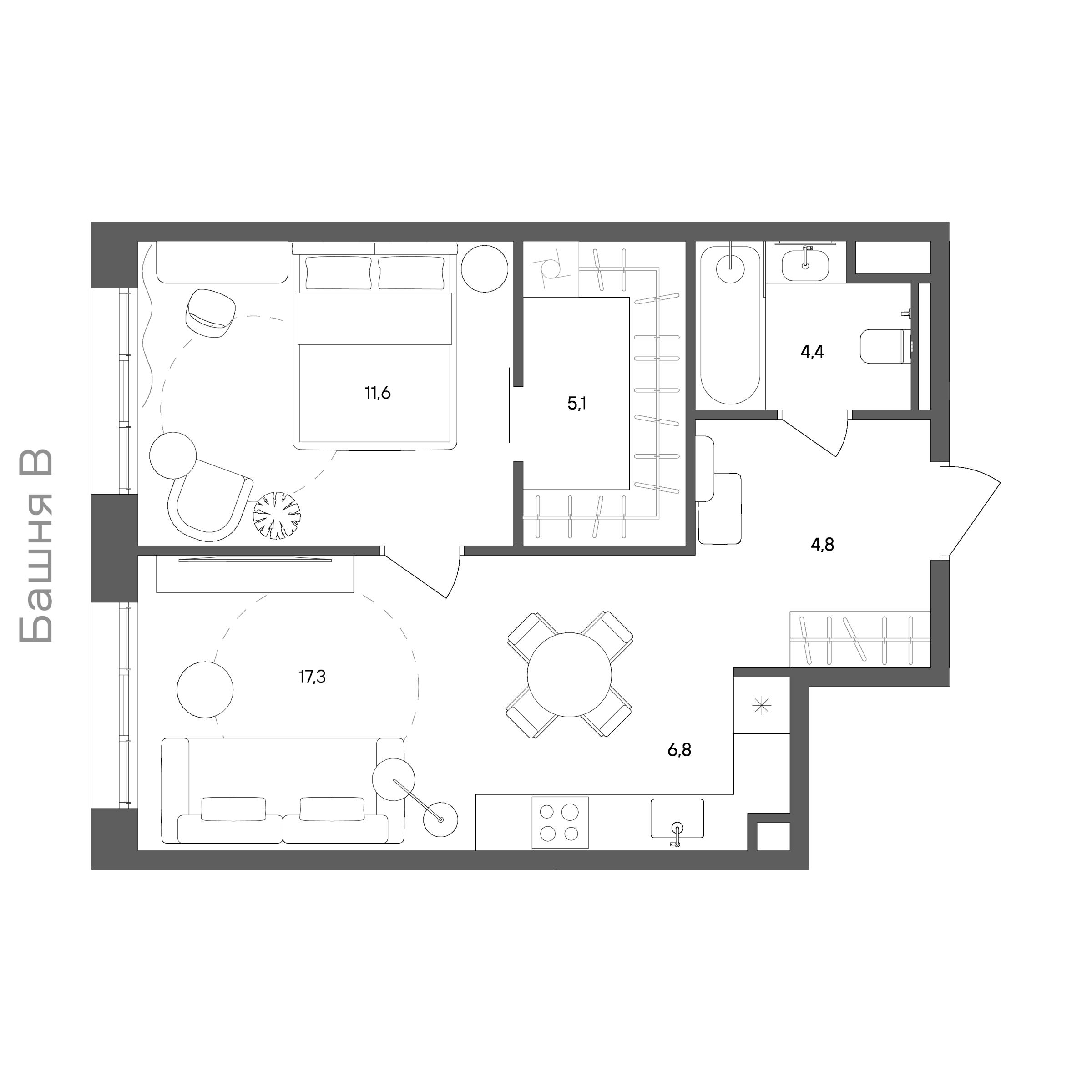 Официальная схема СТОУН Сокольники, 50 м²