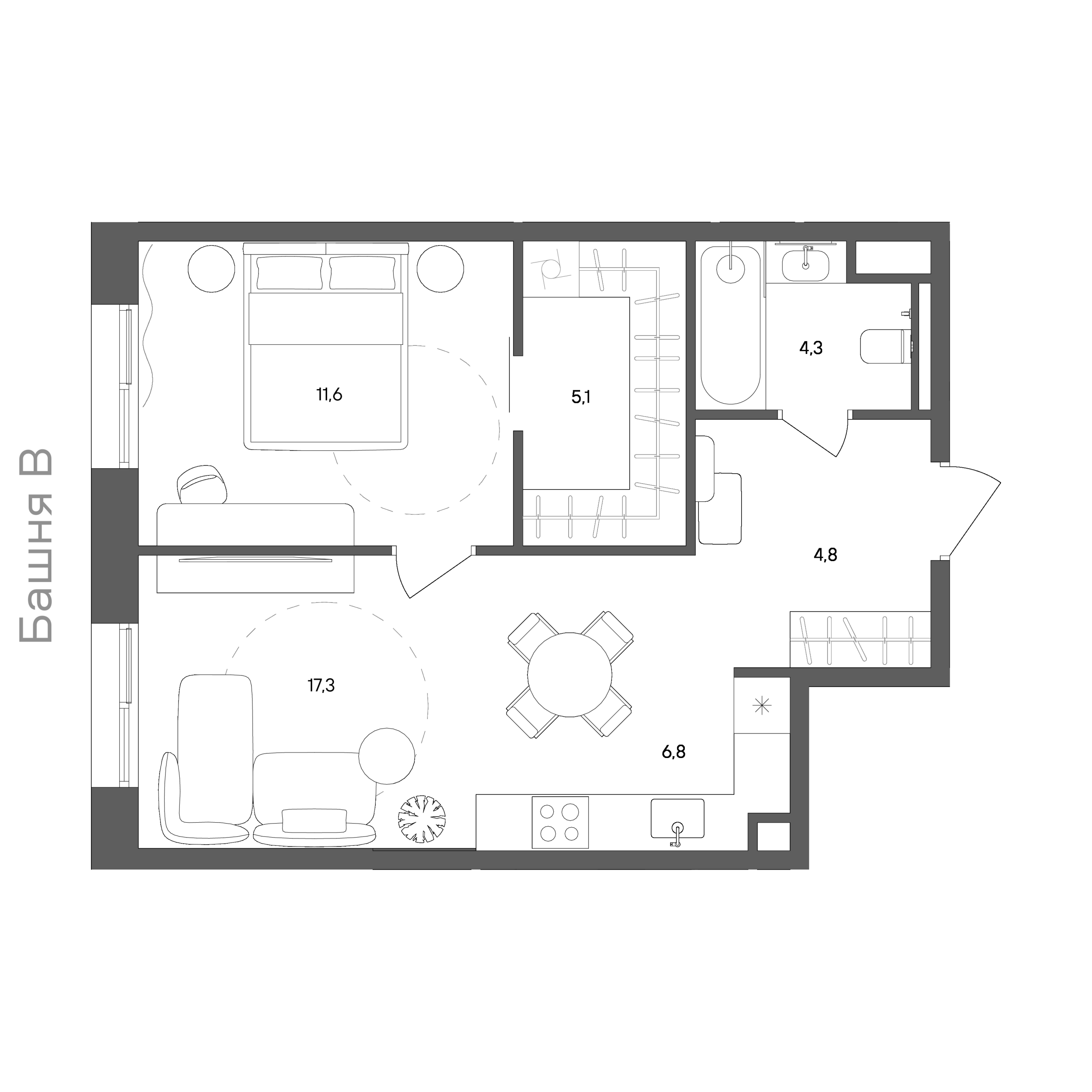 Официальная схема СТОУН Сокольники, 49,9 м²